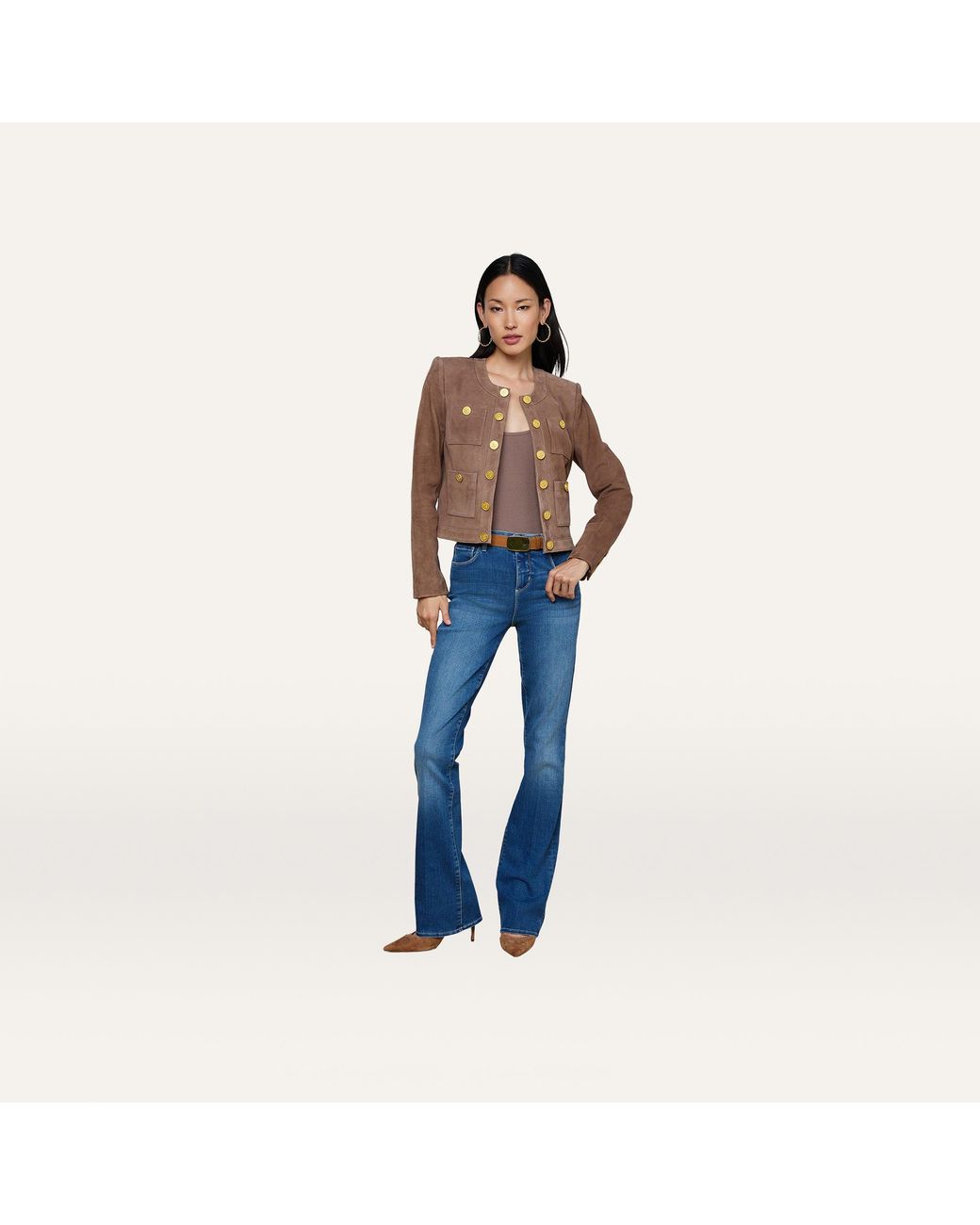 L'Agence Blue Jayde Collarless Jacket
