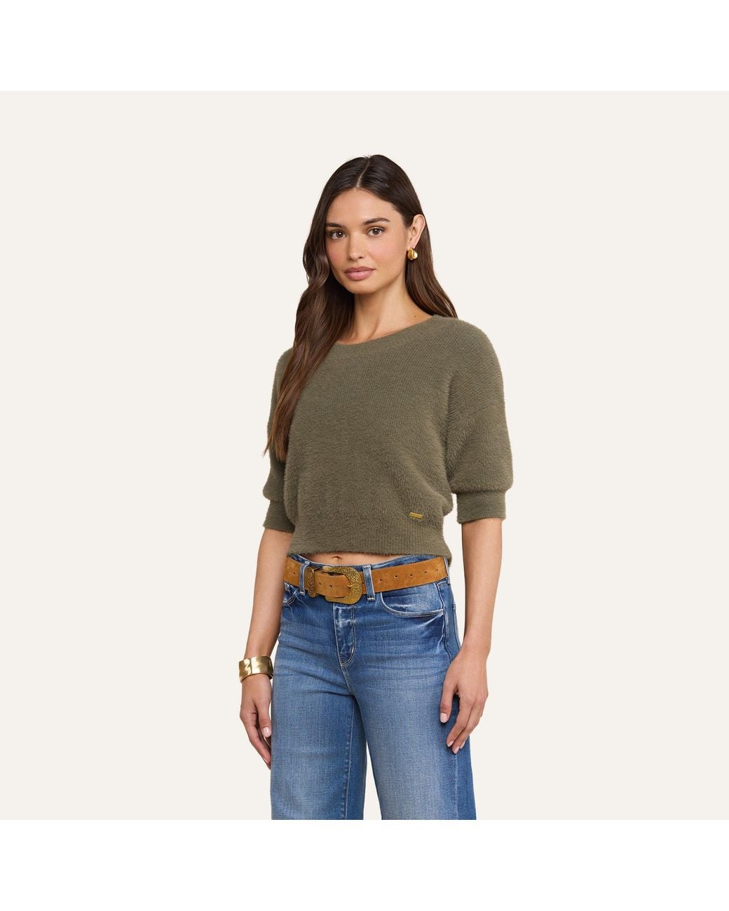 L'Agence Green Guinevere Cropped Pullover