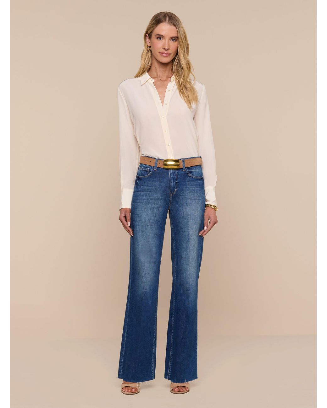 Blouse Babette En Soie (Écru) L'Agence en coloris Blue