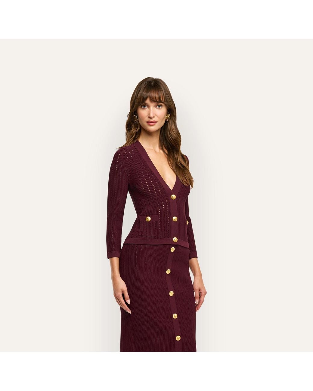 L'Agence Purple Irvin Pointelle Knit Cardigan