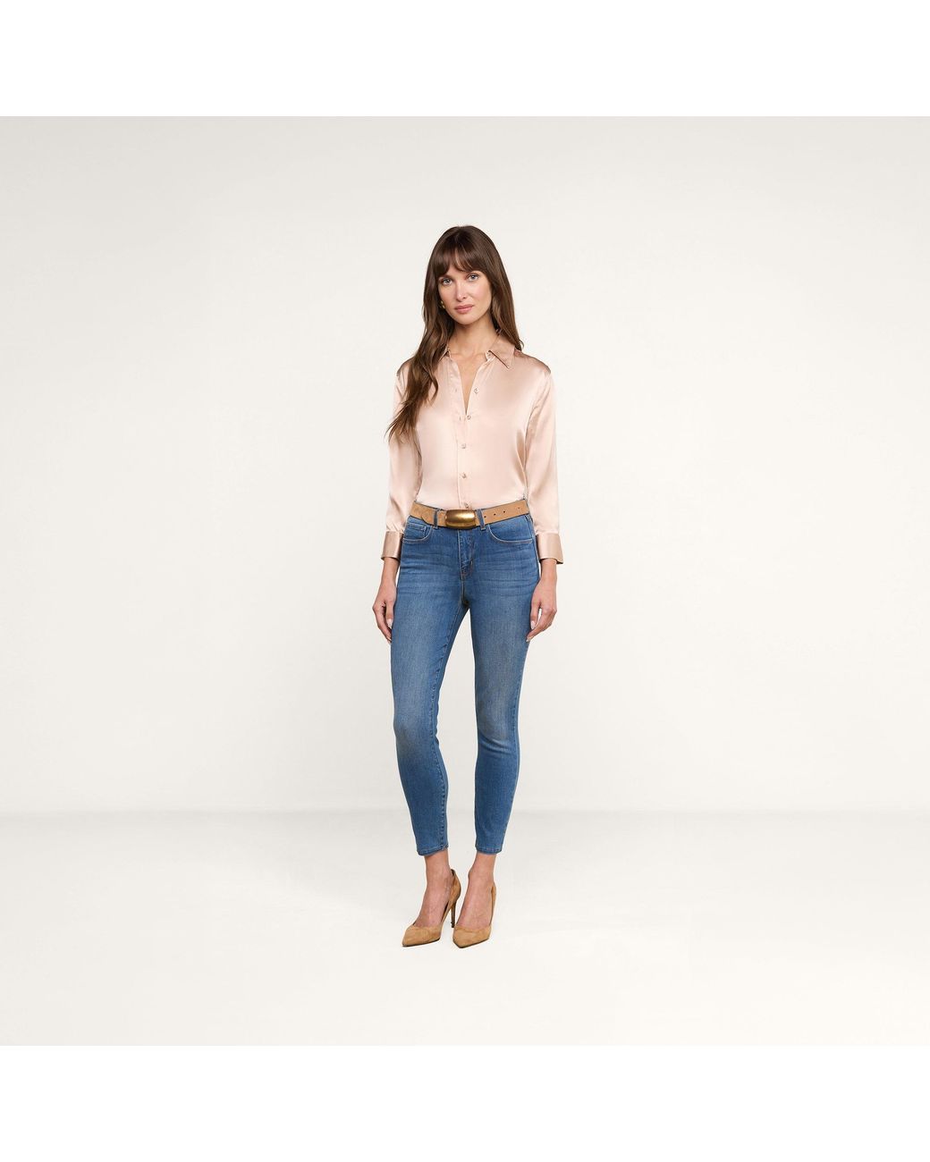 L'Agence Natural Dani Silk Blouse Top