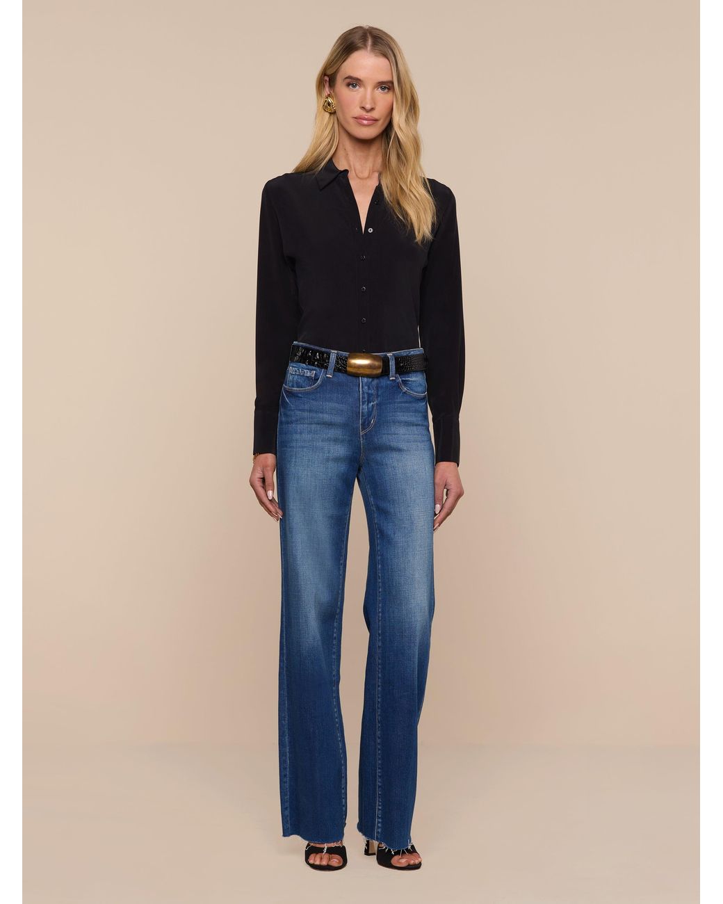 Chemisier En Soie Babette (Noir) L'Agence en coloris Blue