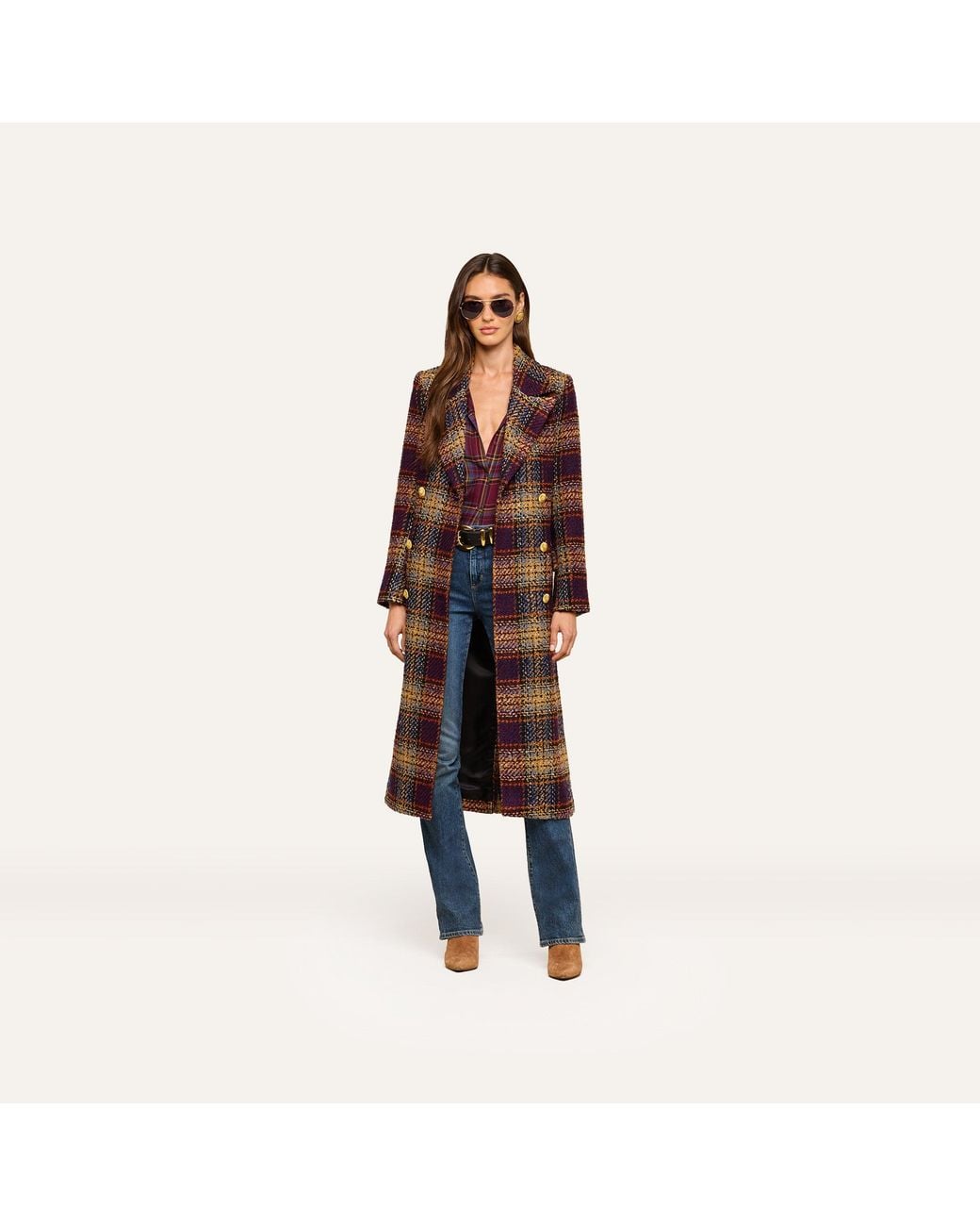 L'Agence Multicolor Kolina Tweed Long Coat