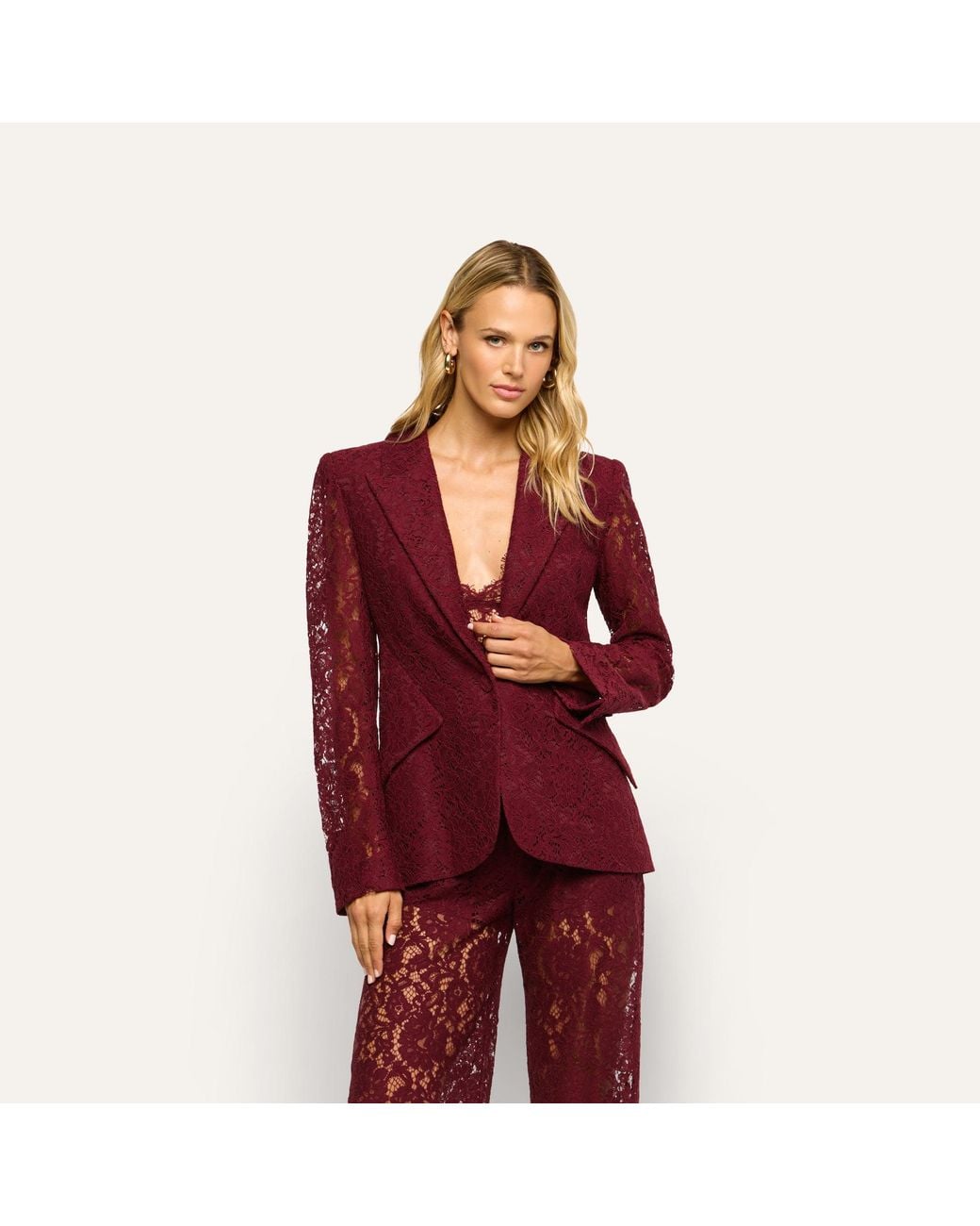 L'Agence Purple Chamberlain Lace Blazer