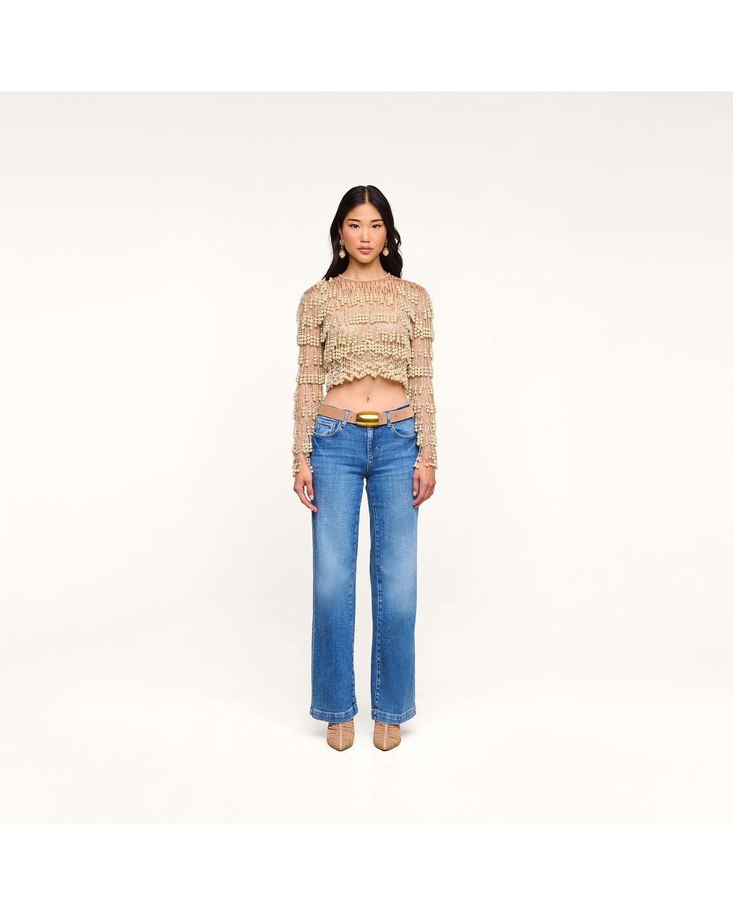 L'Agence Natural Rogan Pearl Fringe Top
