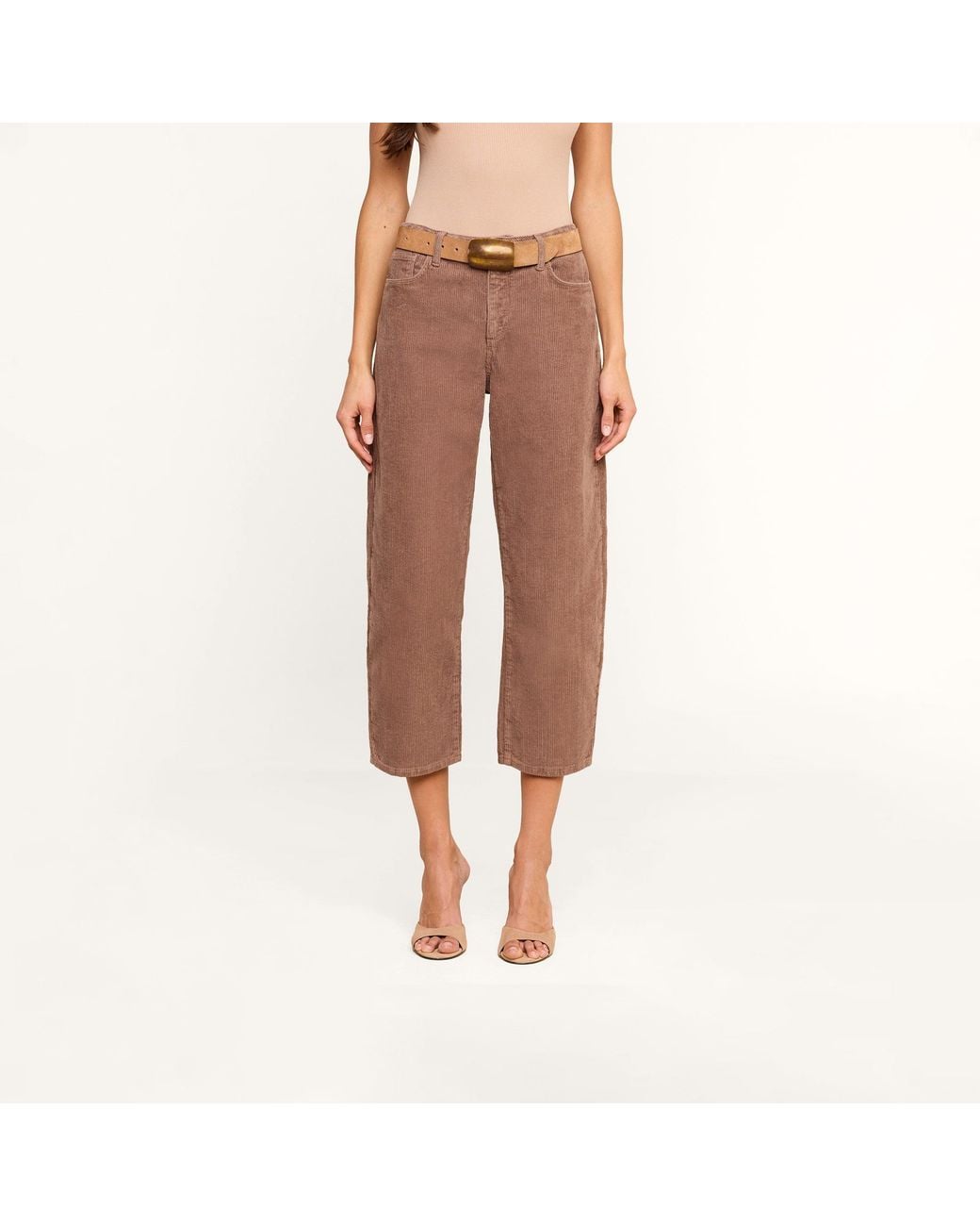 L'Agence Brown Mallis Corduroy Bow-Leg Pants