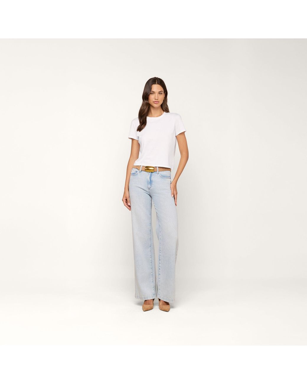 L'Agence Blue Aileen Cotton Crewneck T-Shirt