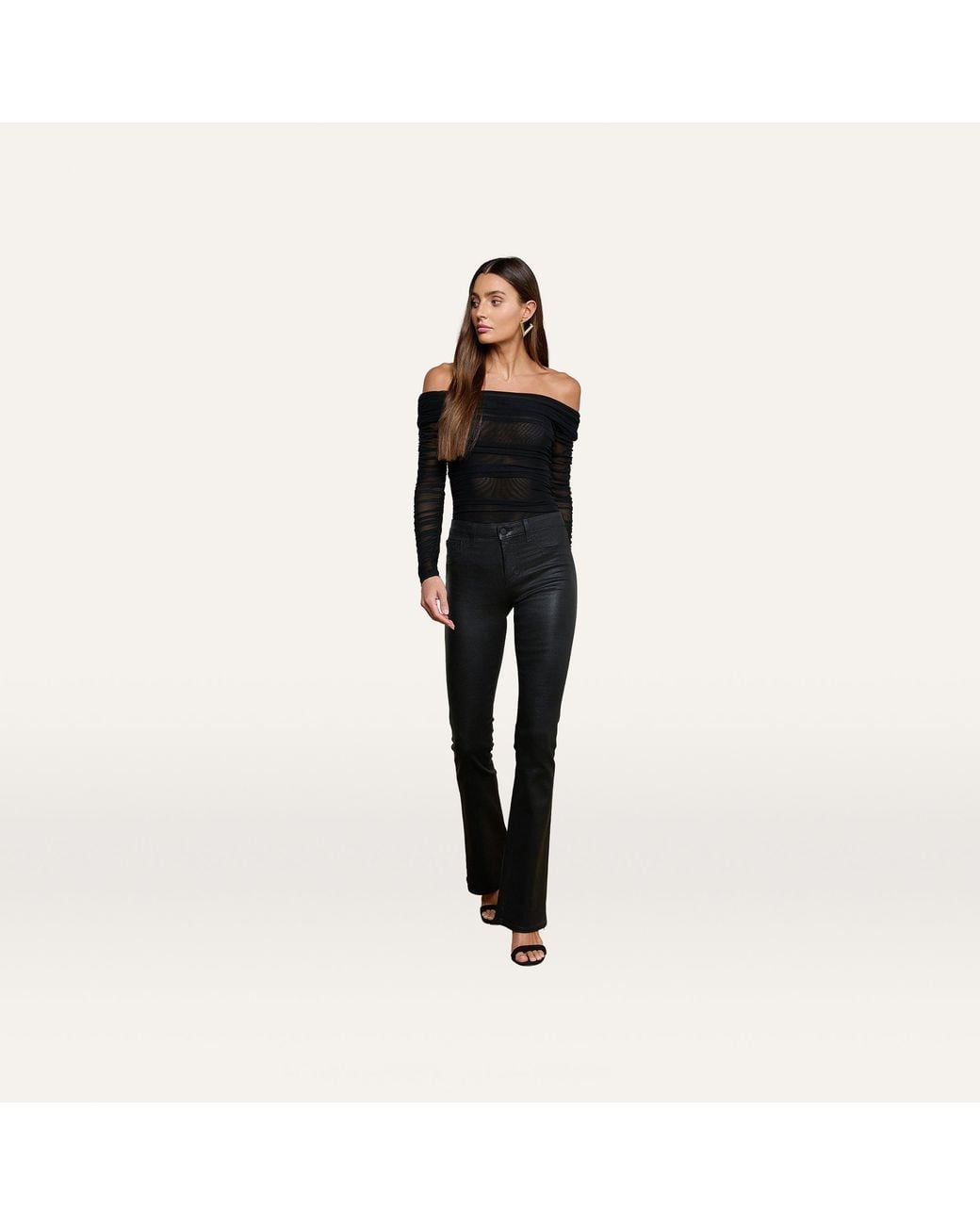 L'Agence Black Poppie Off-The-Shoulder Bodysuit