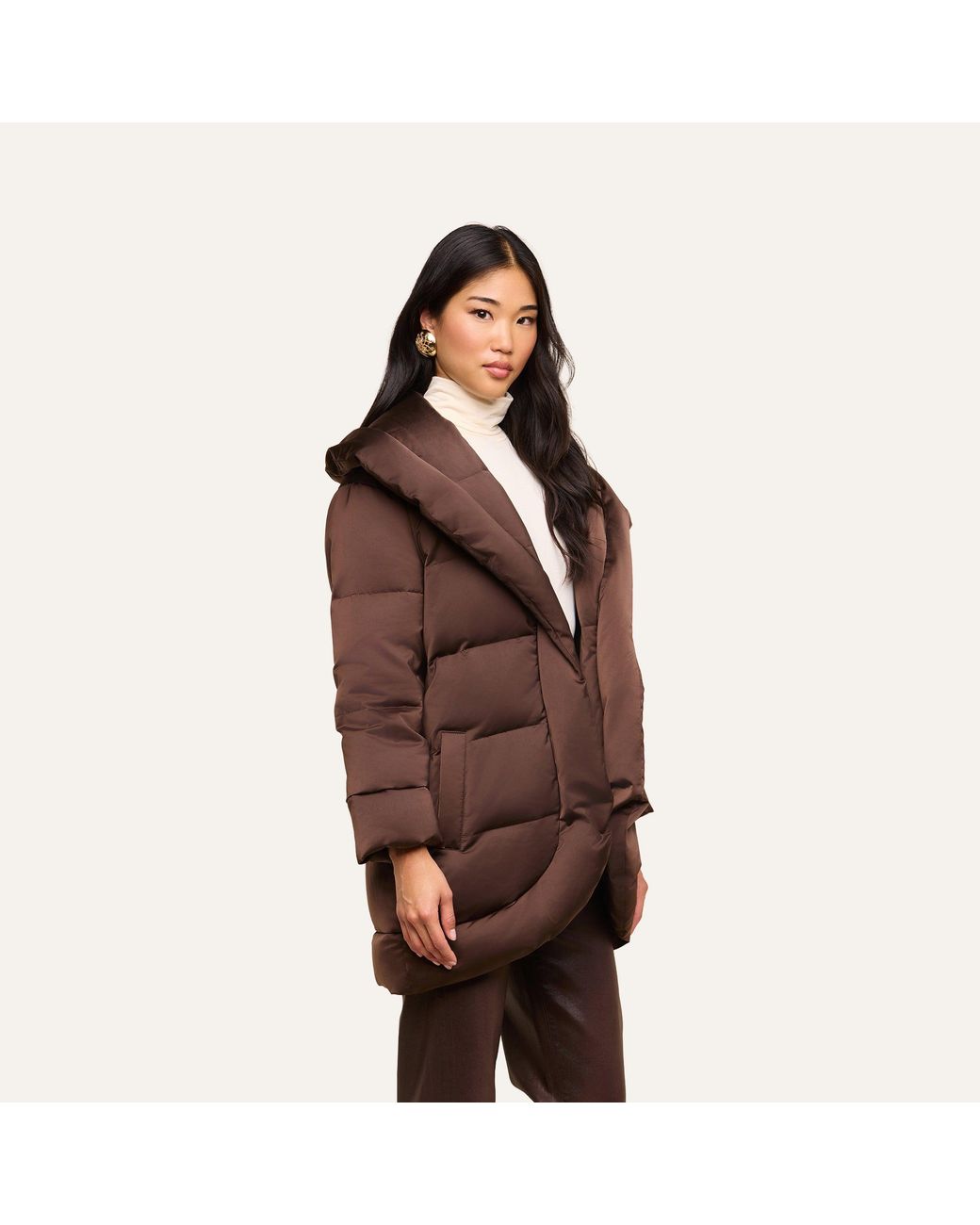 L'Agence Purple Glacier Shawl Puffer Jacket