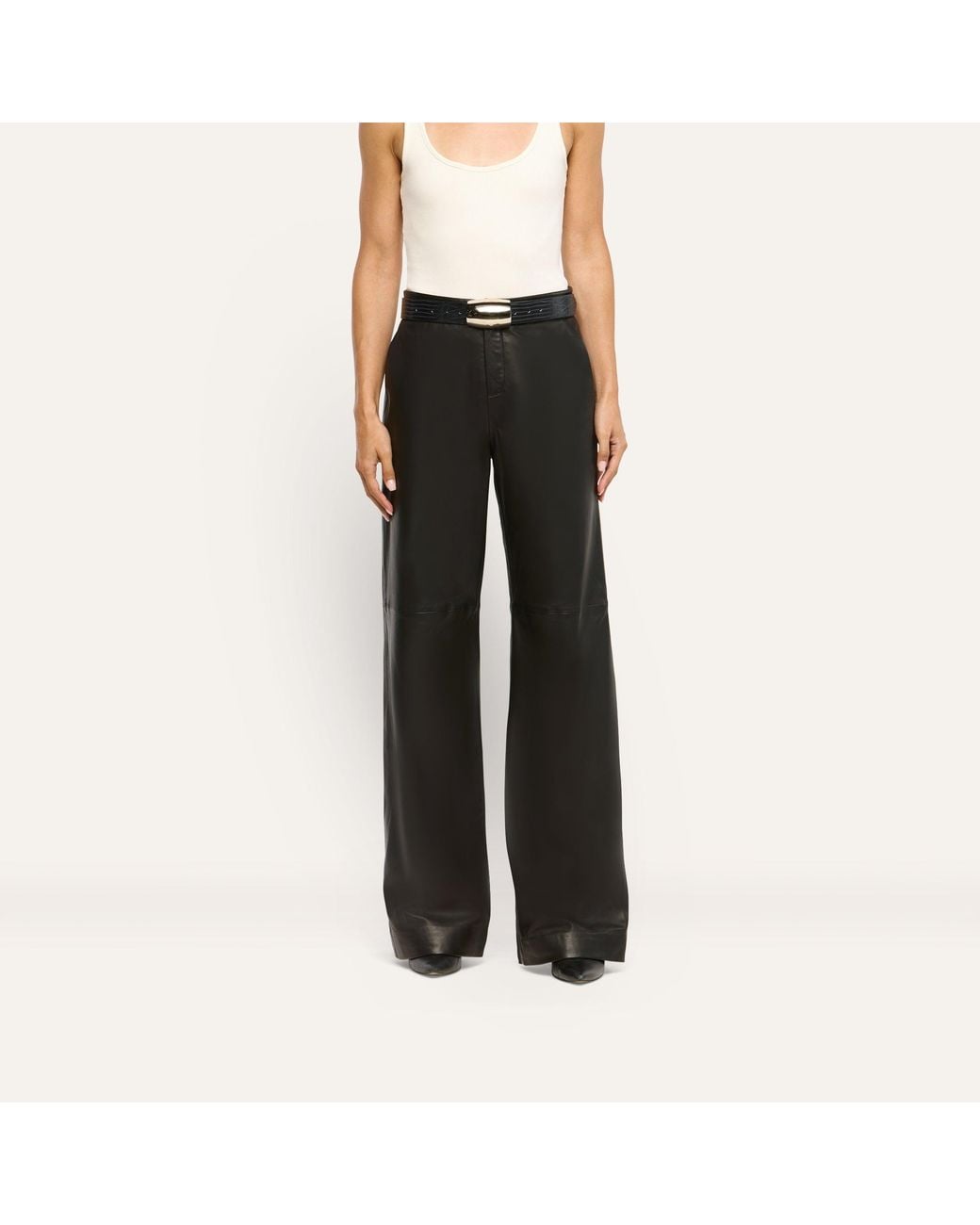L'Agence Blue Livvy Leather Trouser