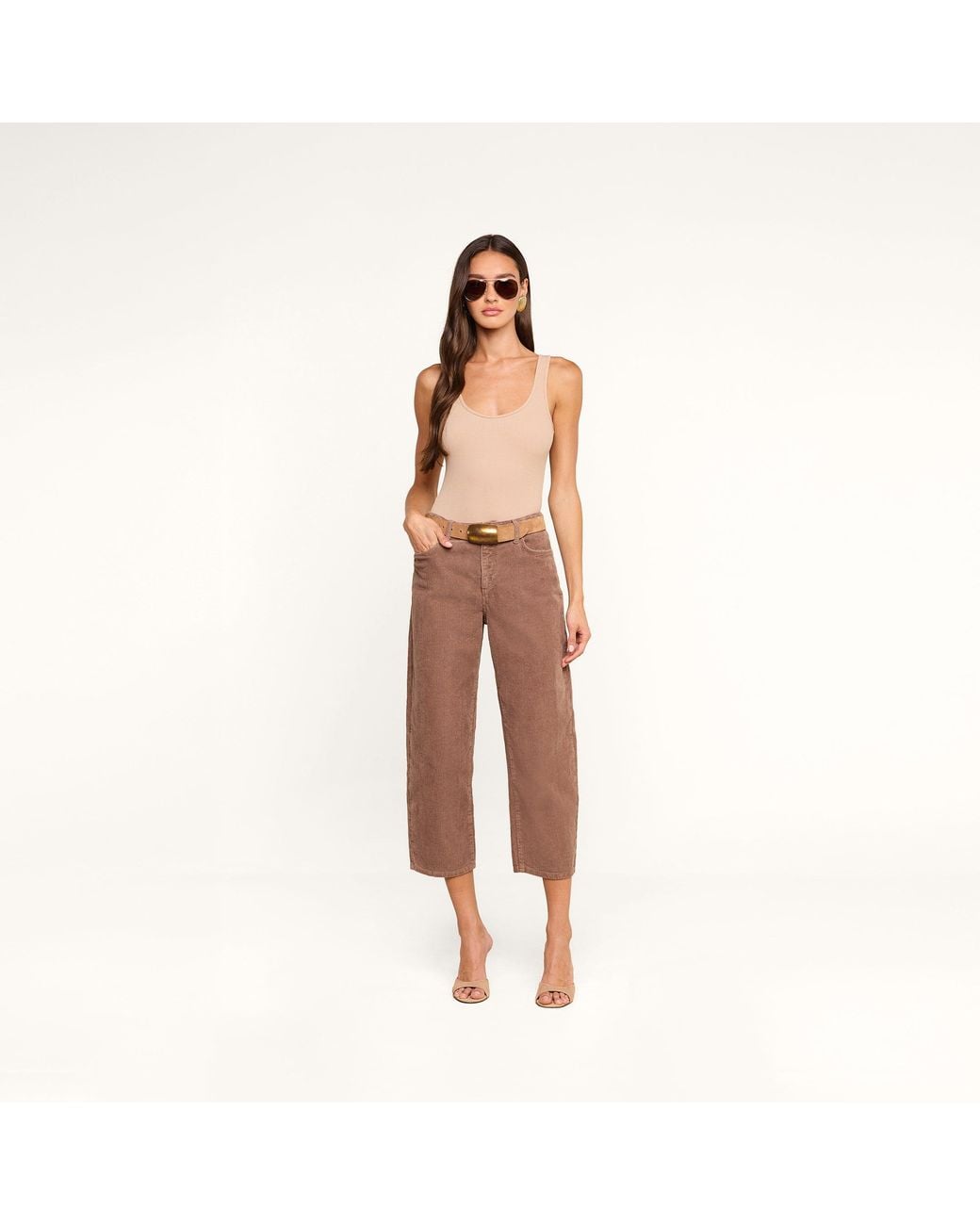 L'Agence Brown Mallis Corduroy Bow-Leg Pants