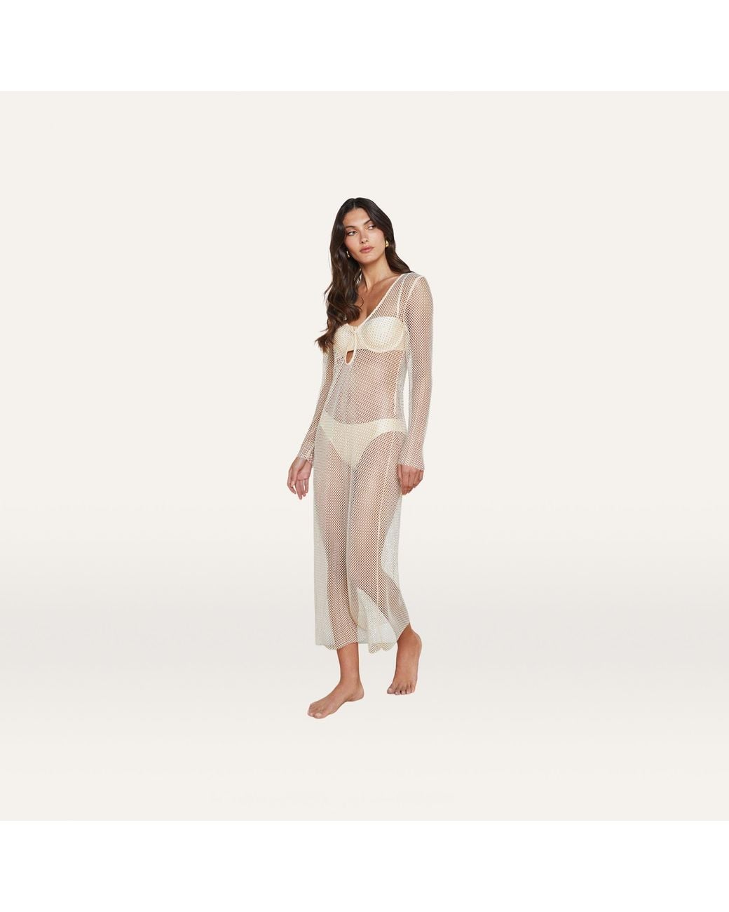 L'Agence Natural Sara Mesh Cover-up Dress