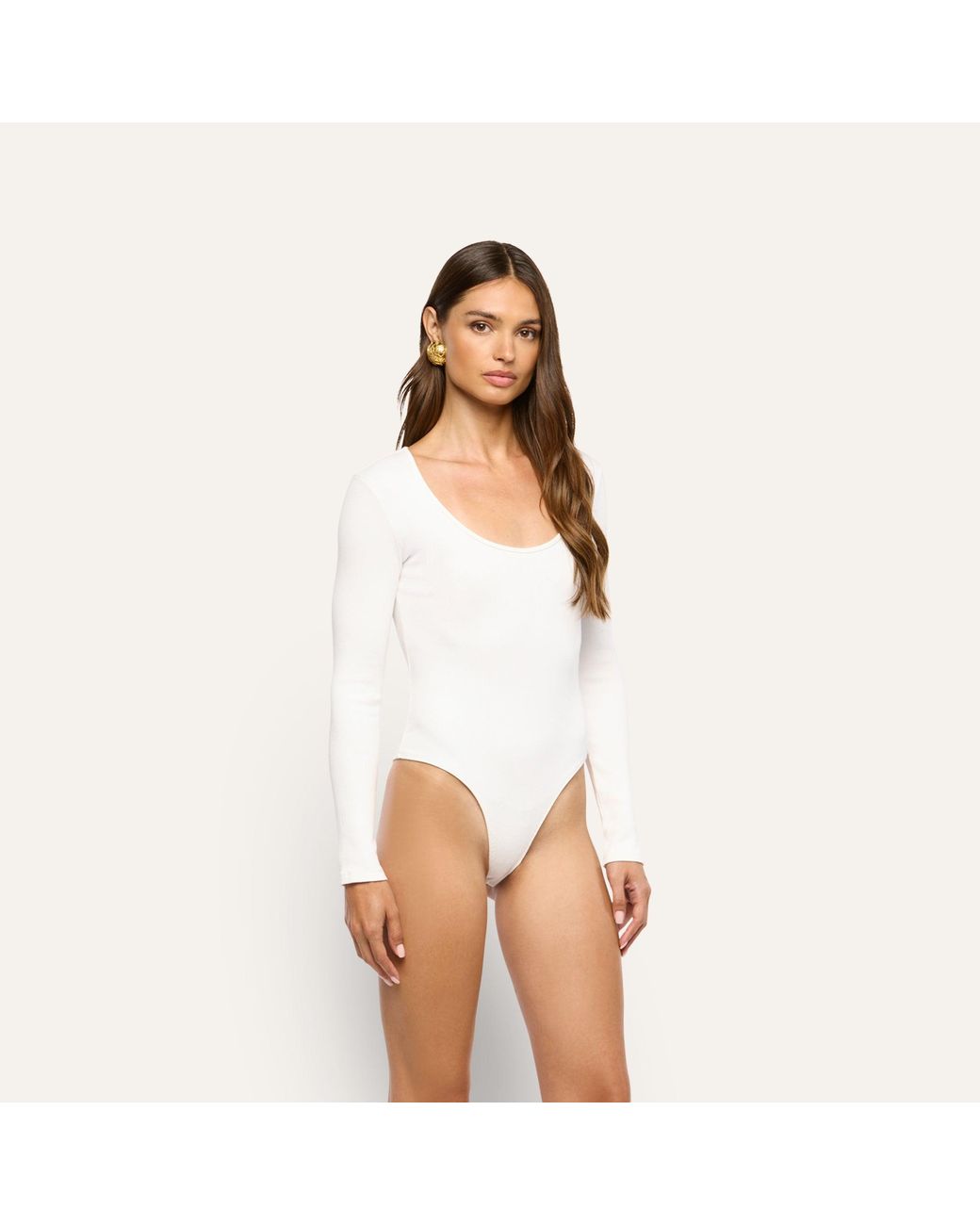 L'Agence White Elara Scoopneck Bodysuit