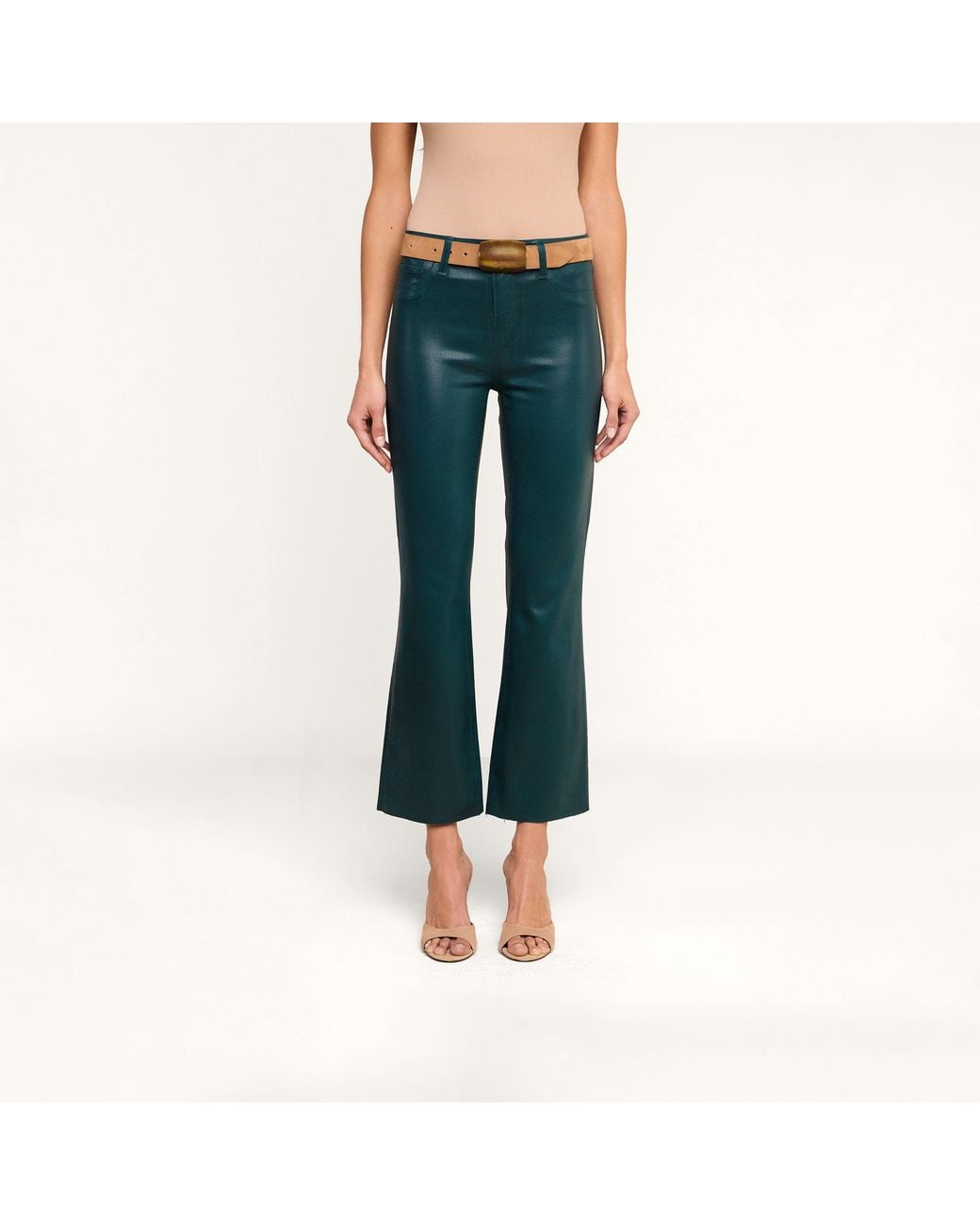 L'Agence Blue Kendra Coated Cropped Flare Jean