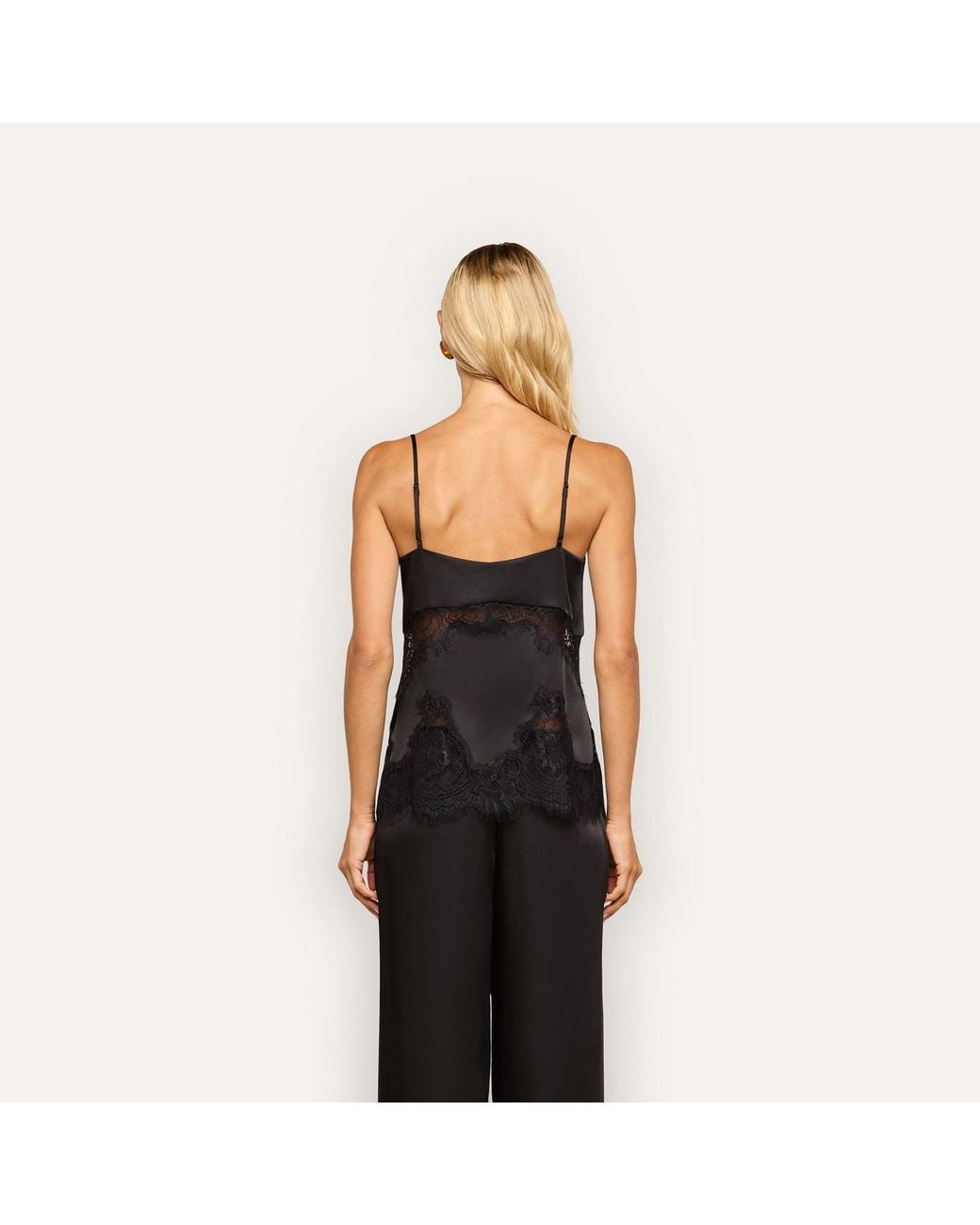 L'Agence Black Mitsu Satin Lace Camisole