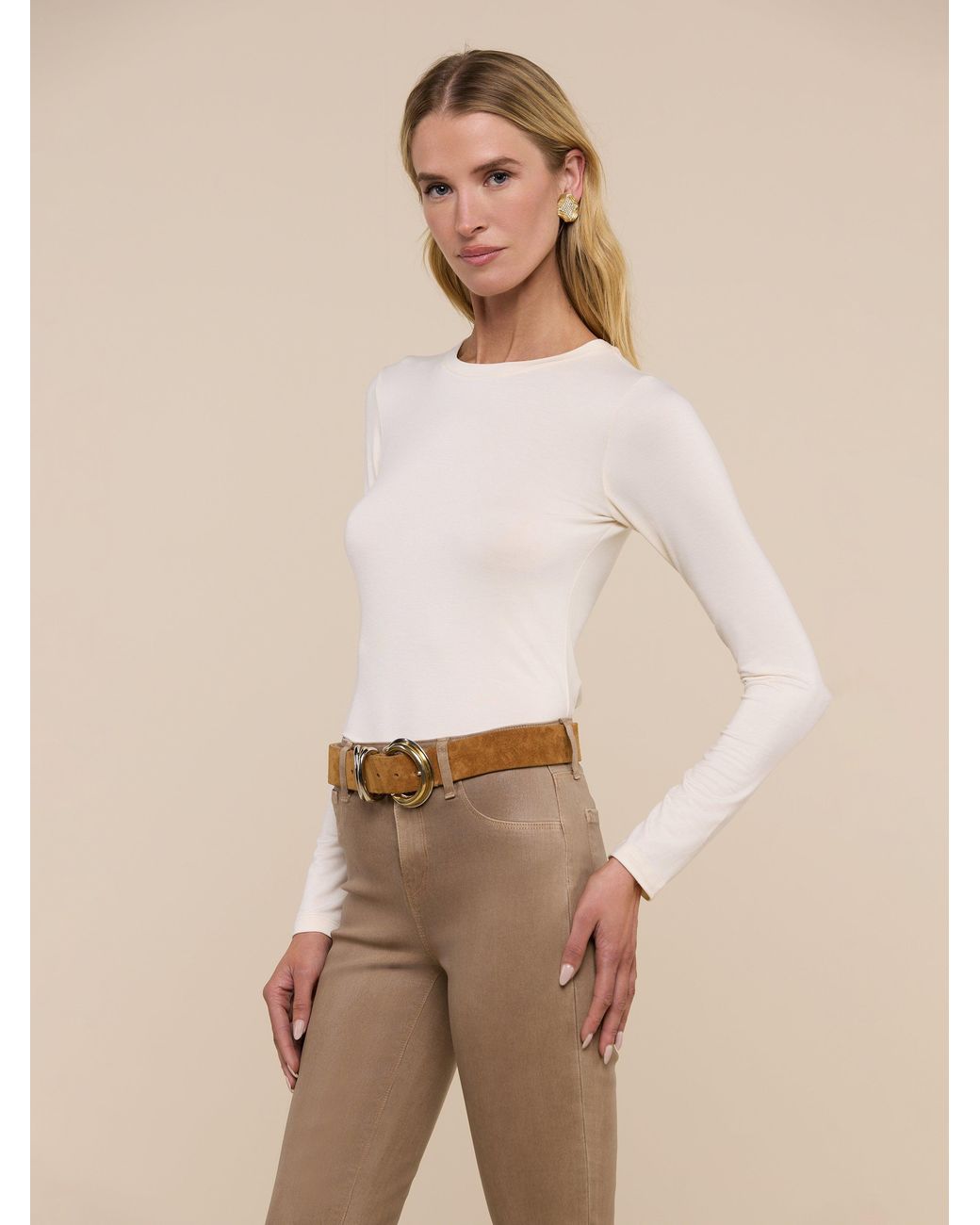 L'Agence White Tess Long Sleeve T-Shirt