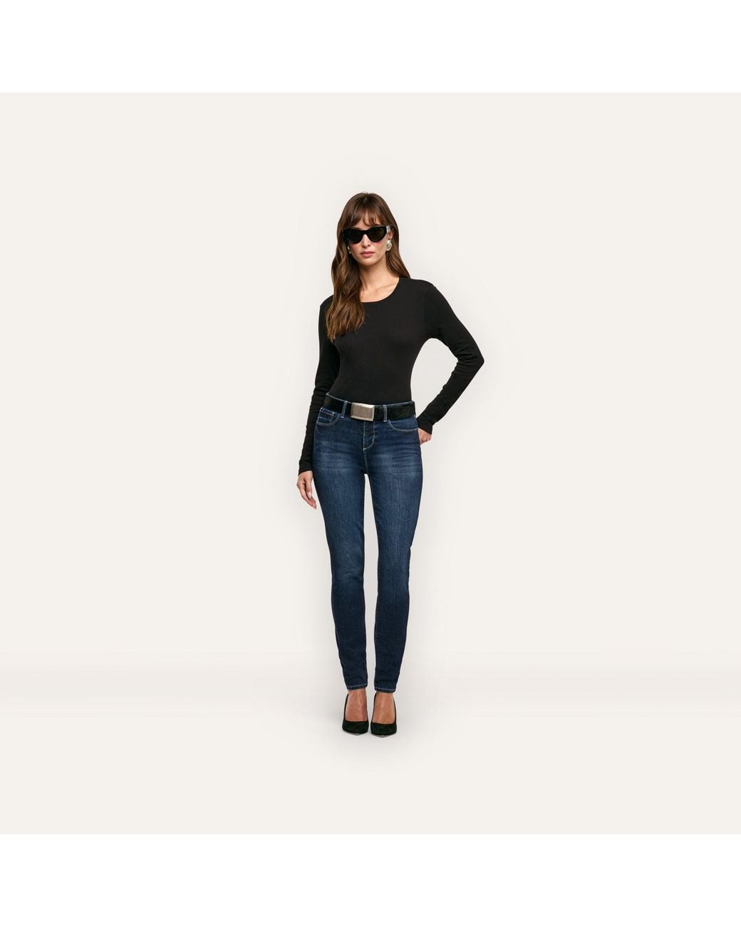 L'Agence Black Leanne Cotton T-Shirt