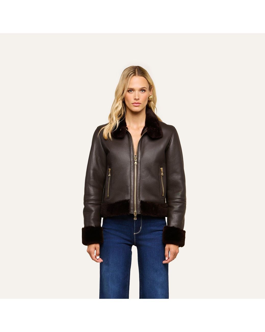 L'Agence Black 'Agence Glacia Shearling Jacket