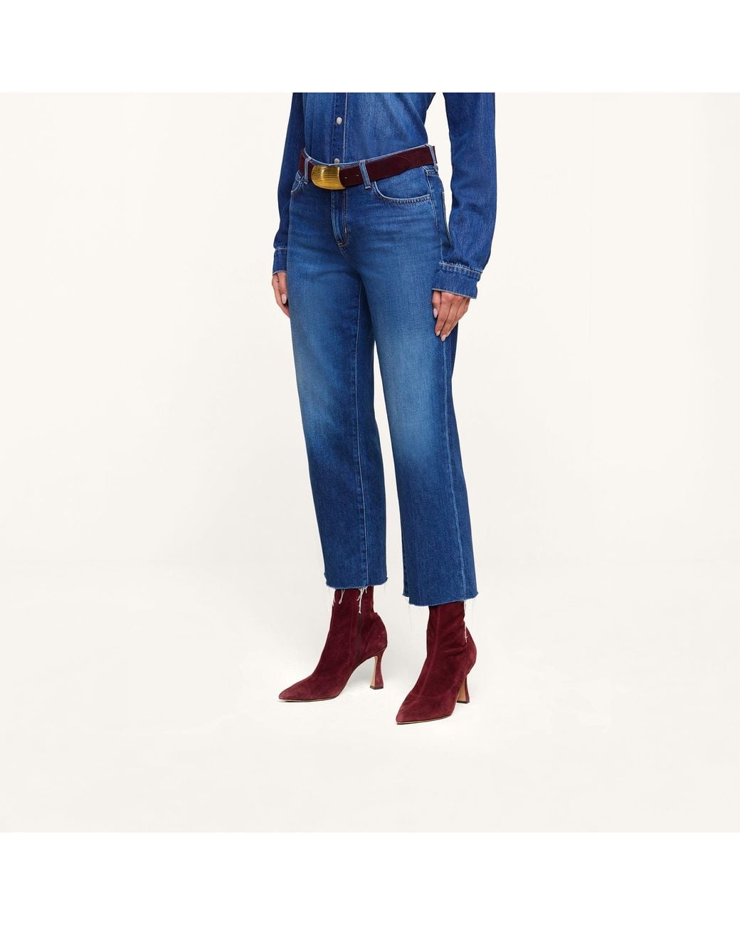 L'Agence Blue Wanda Cropped Wide-Leg Jean