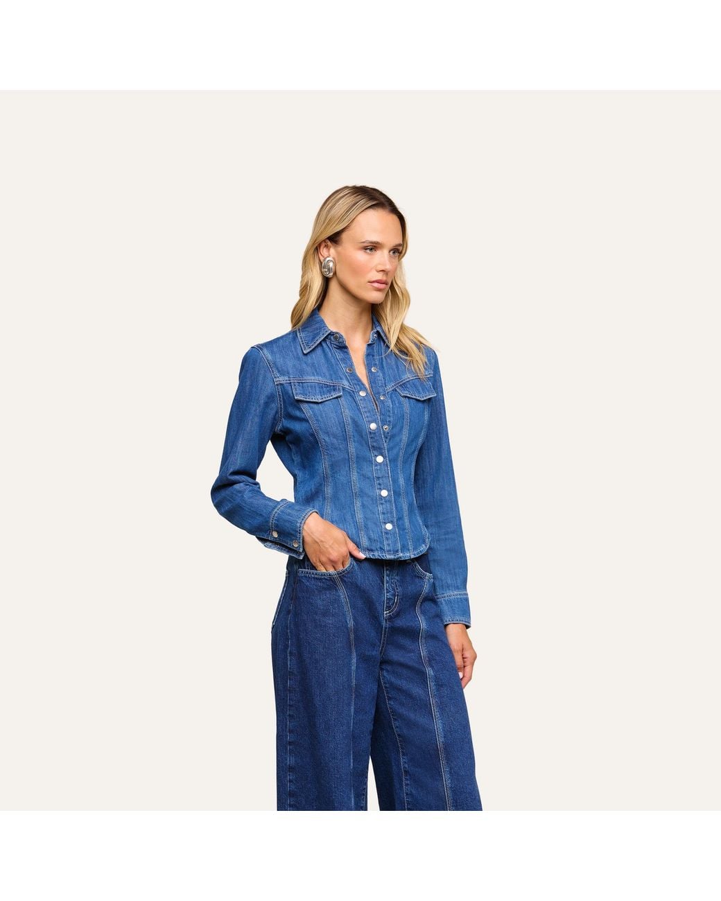 L'Agence Blue Louis Fitted Shirt
