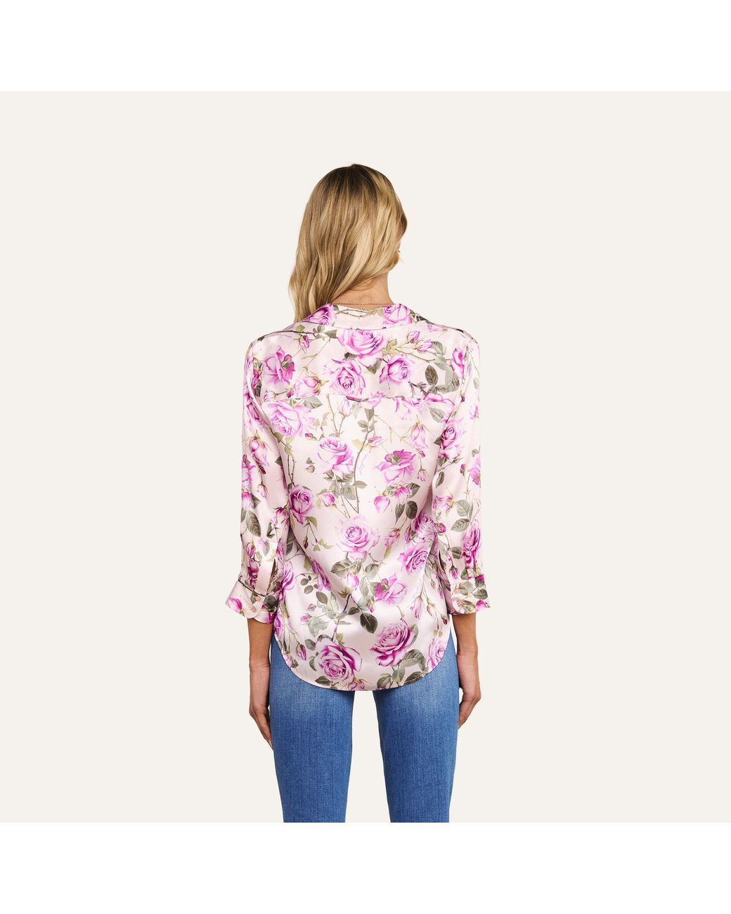 L'Agence Pink Dani Silk Blouse Top
