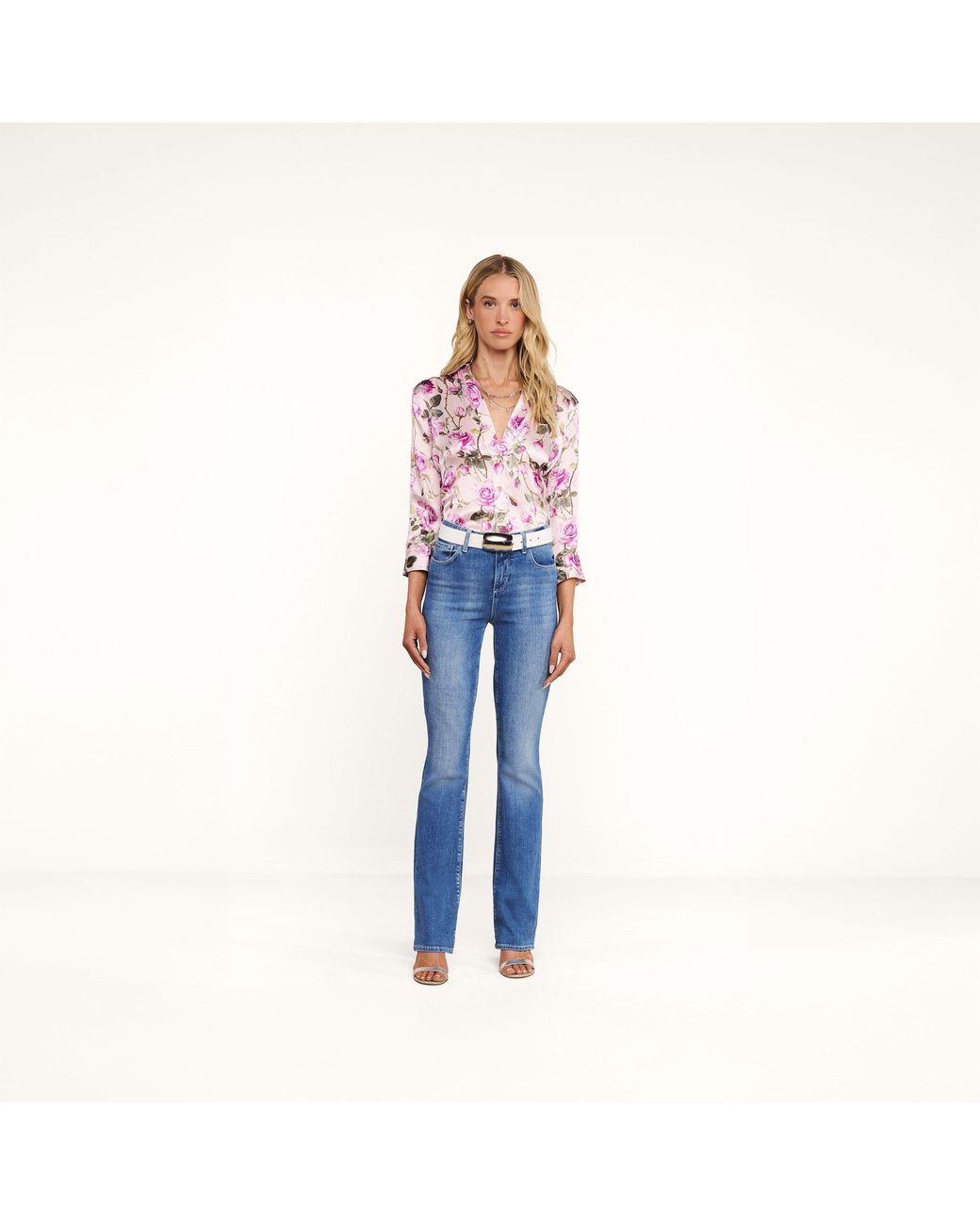 L'Agence Pink Dani Silk Blouse Top