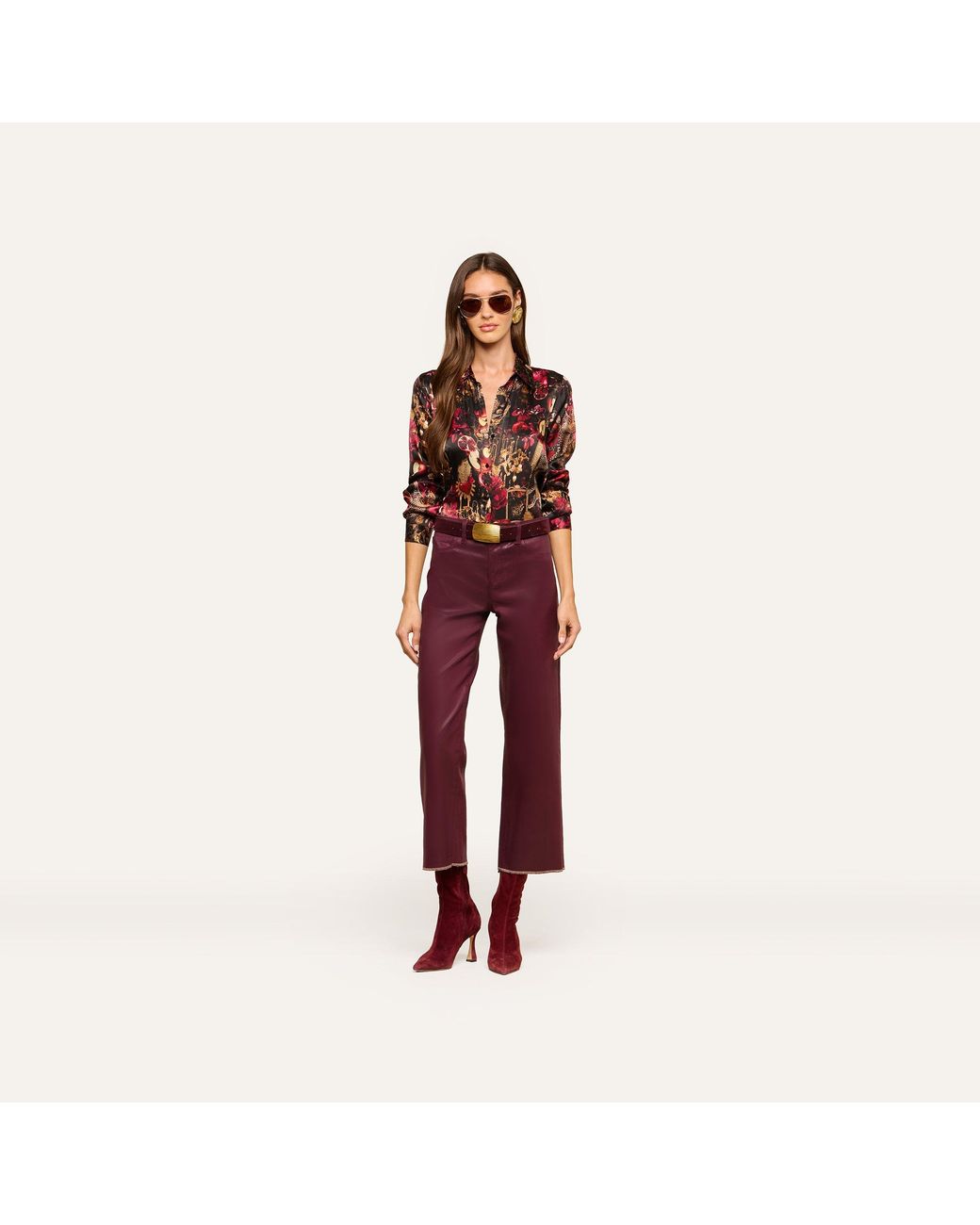 L'Agence Red Tyler Silk Blouse Top