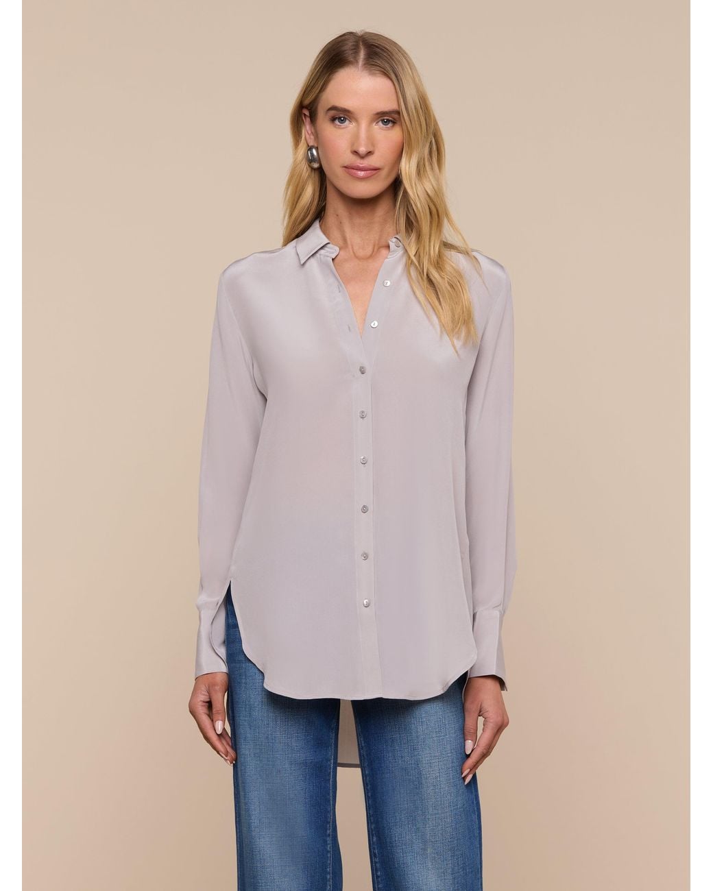 Chemisier En Soie Babette En Étain Clair L'Agence en coloris Blue