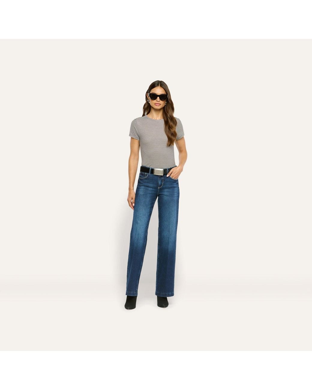 L'Agence Blue Joanne Low-Rise Wide-Leg Jean