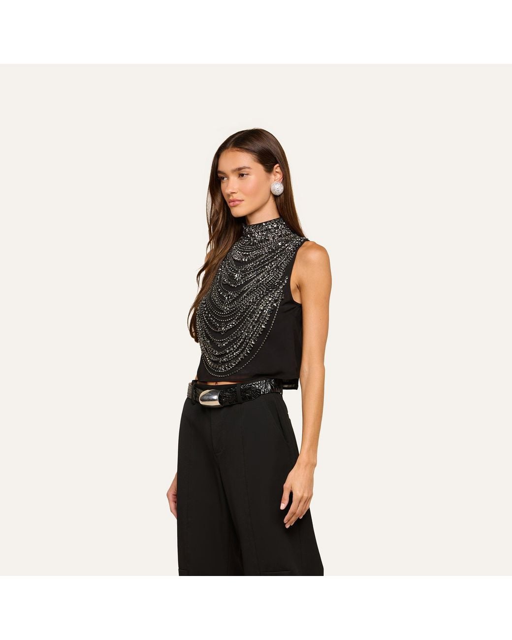L'Agence Black 'Agence Yun Draped Crystal Tank Top