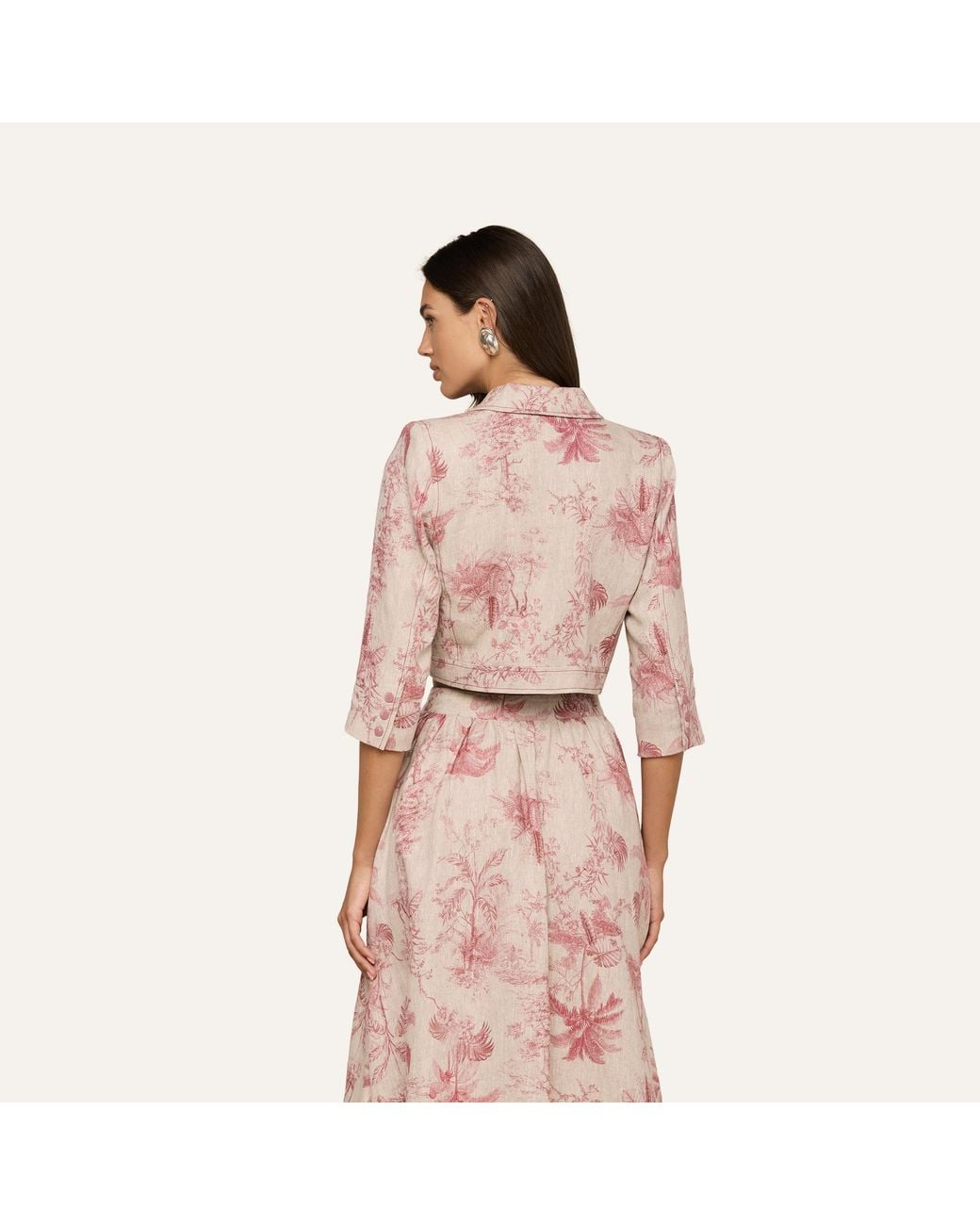 L'Agence Pink Eda Cropped Linen Jacket