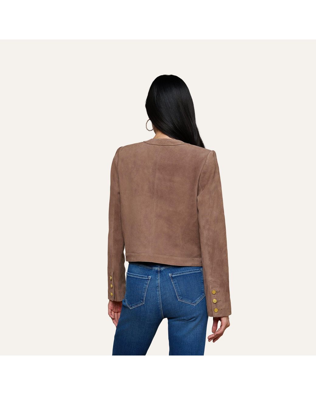 L'Agence Blue Jayde Collarless Jacket
