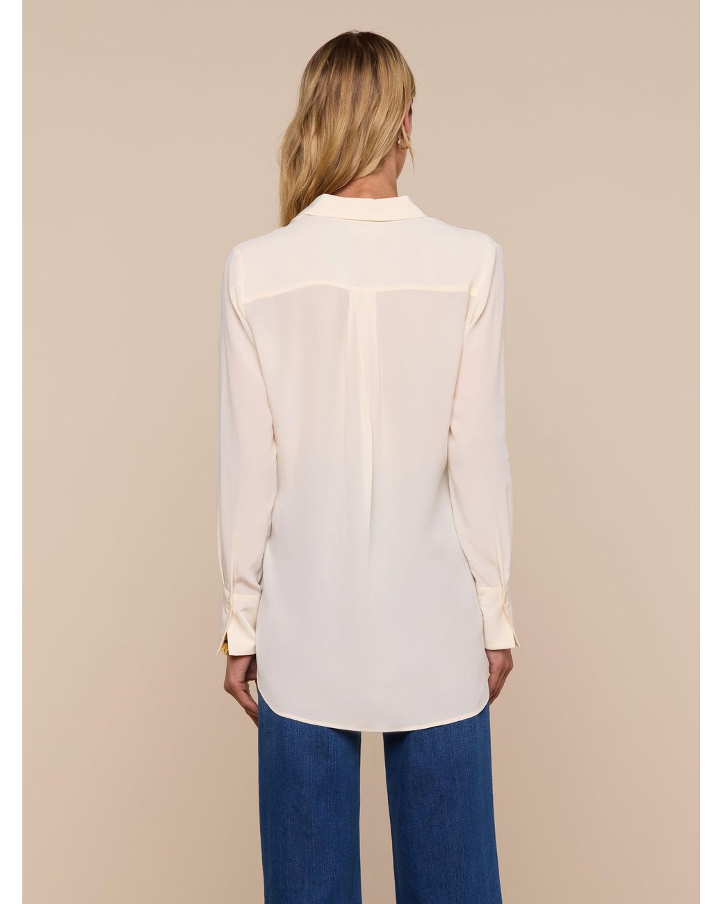 Blouse Babette En Soie (Écru) L'Agence en coloris Blue