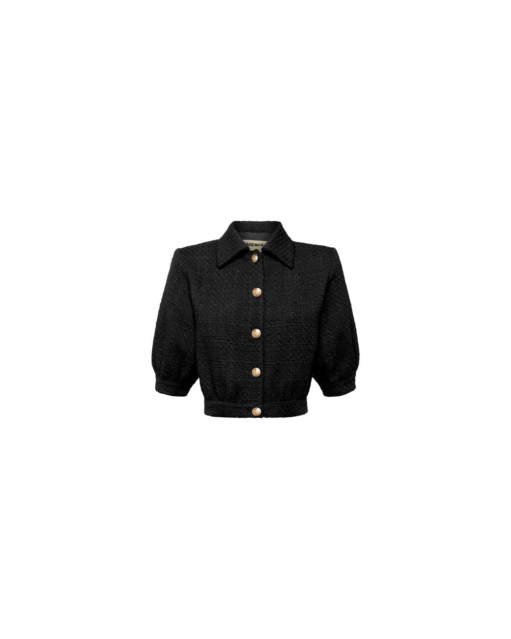 L'Agence Black Cove Cropped Tweed Jacket
