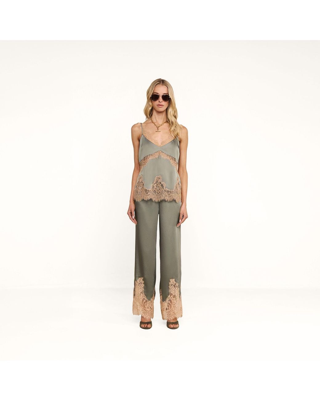 L'Agence Natural Mitsu Satin Lace Camisole
