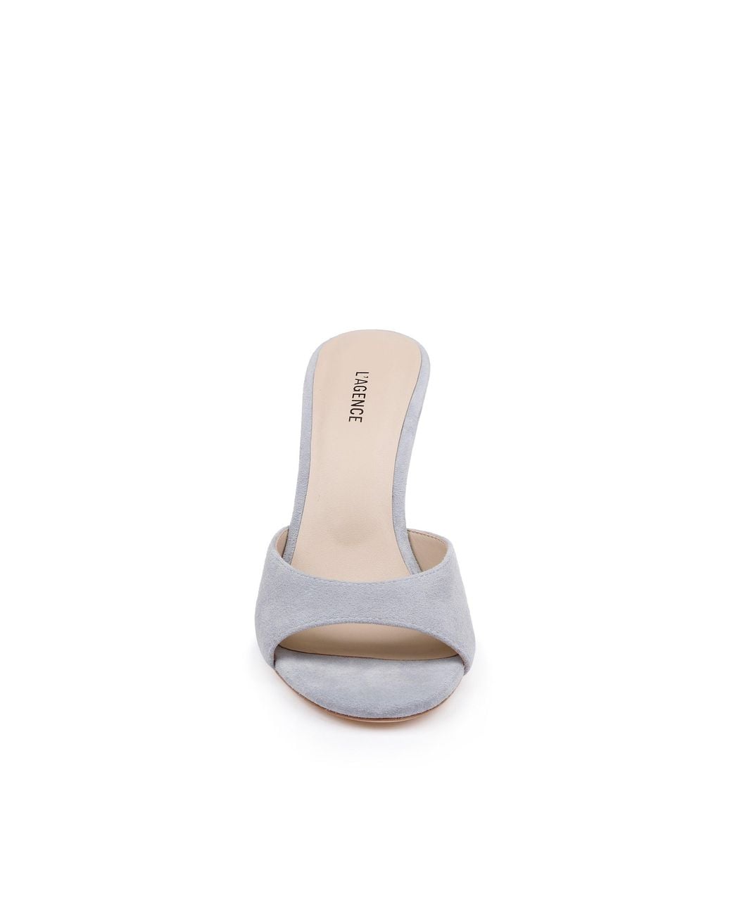 L'Agence White Avery Suede Open-Toe Mule