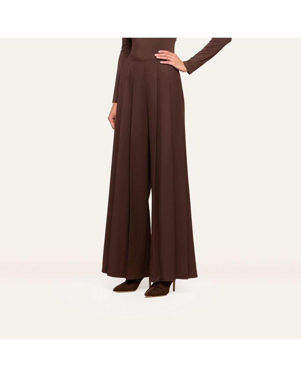 L'Agence Brown Nova Pleated Wide-Leg Pants