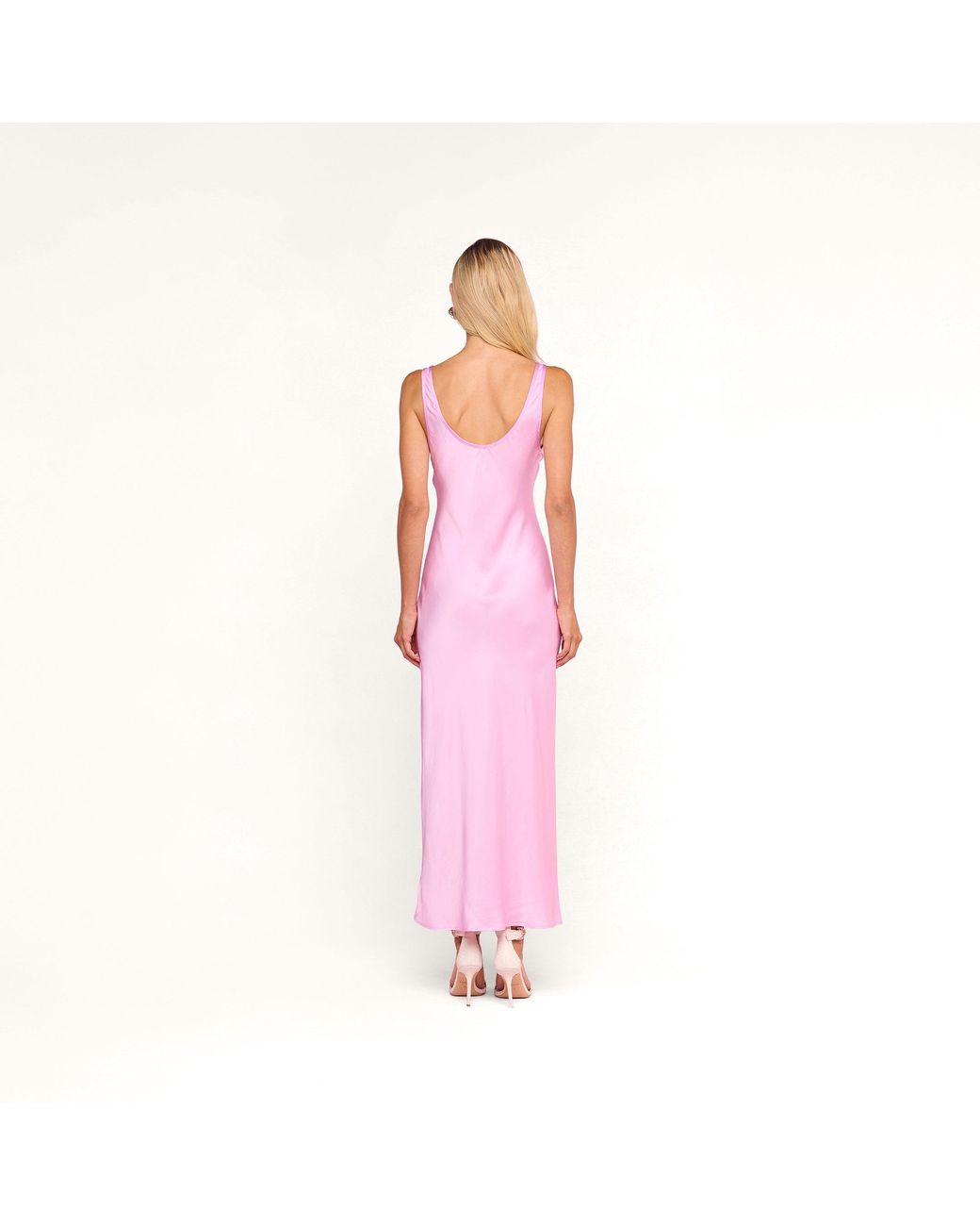 L'Agence Pink Akiya Satin Maxi Dress