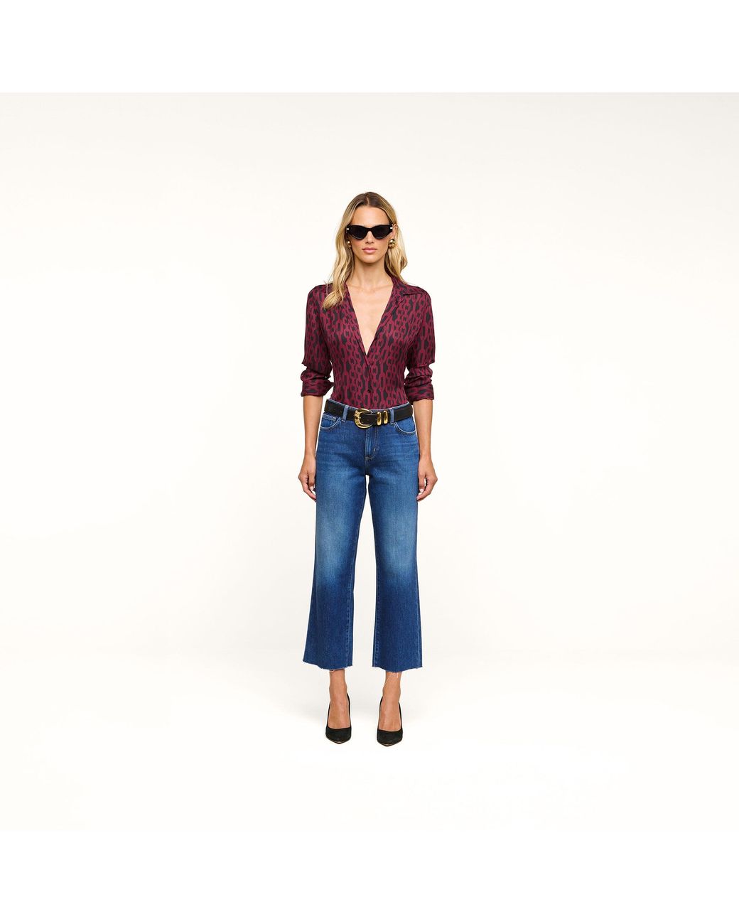 L'Agence Purple Nina Silk Blouse Top