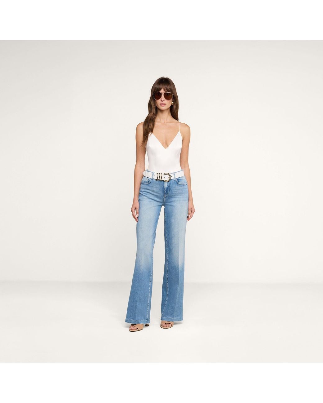 L'Agence White Dara Stretch Satin Bodysuit