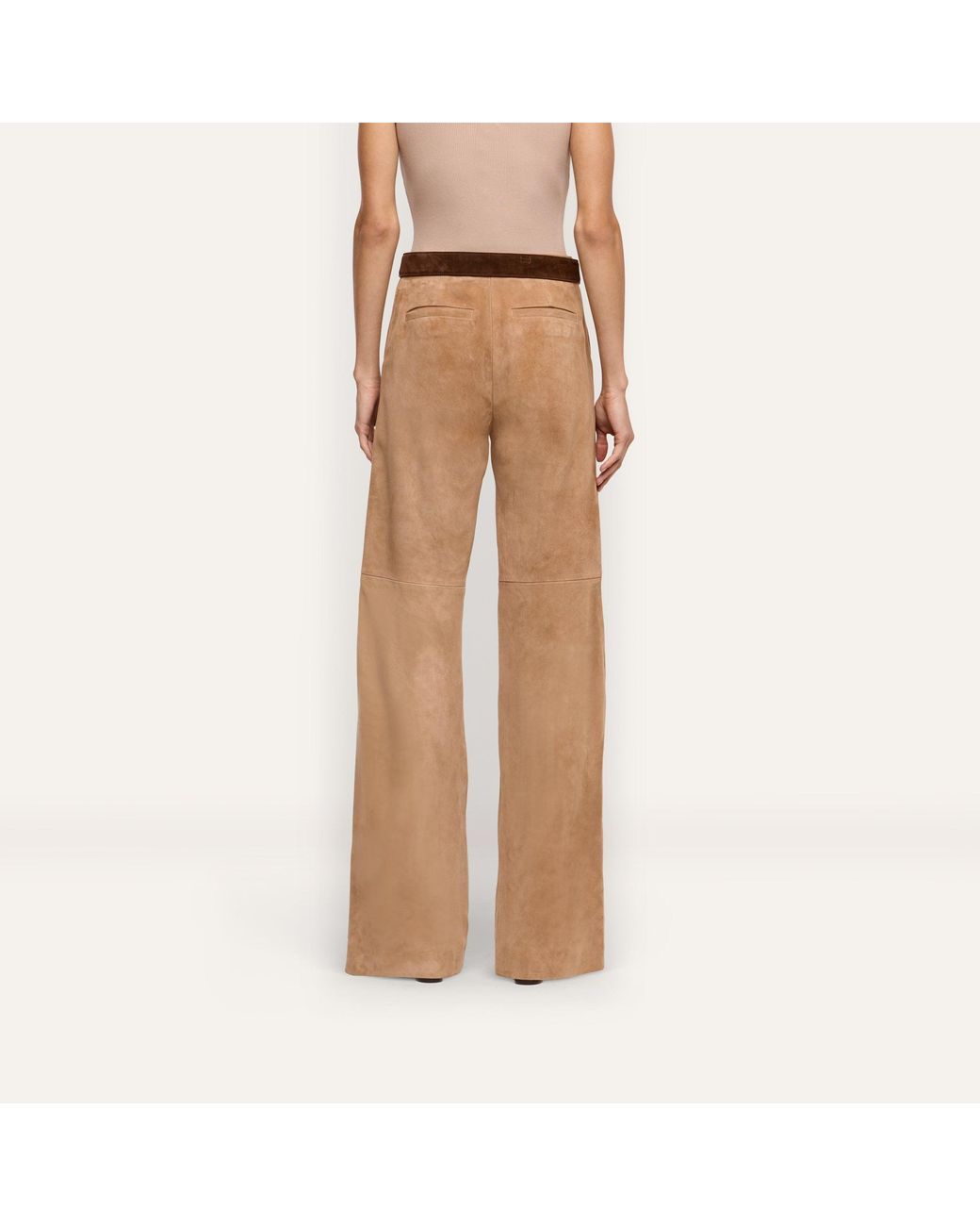 L'Agence Natural Livvy Suede Straight-Leg Trouser