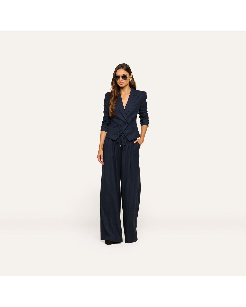 L'Agence Blue Risa Double-Breasted Blazer
