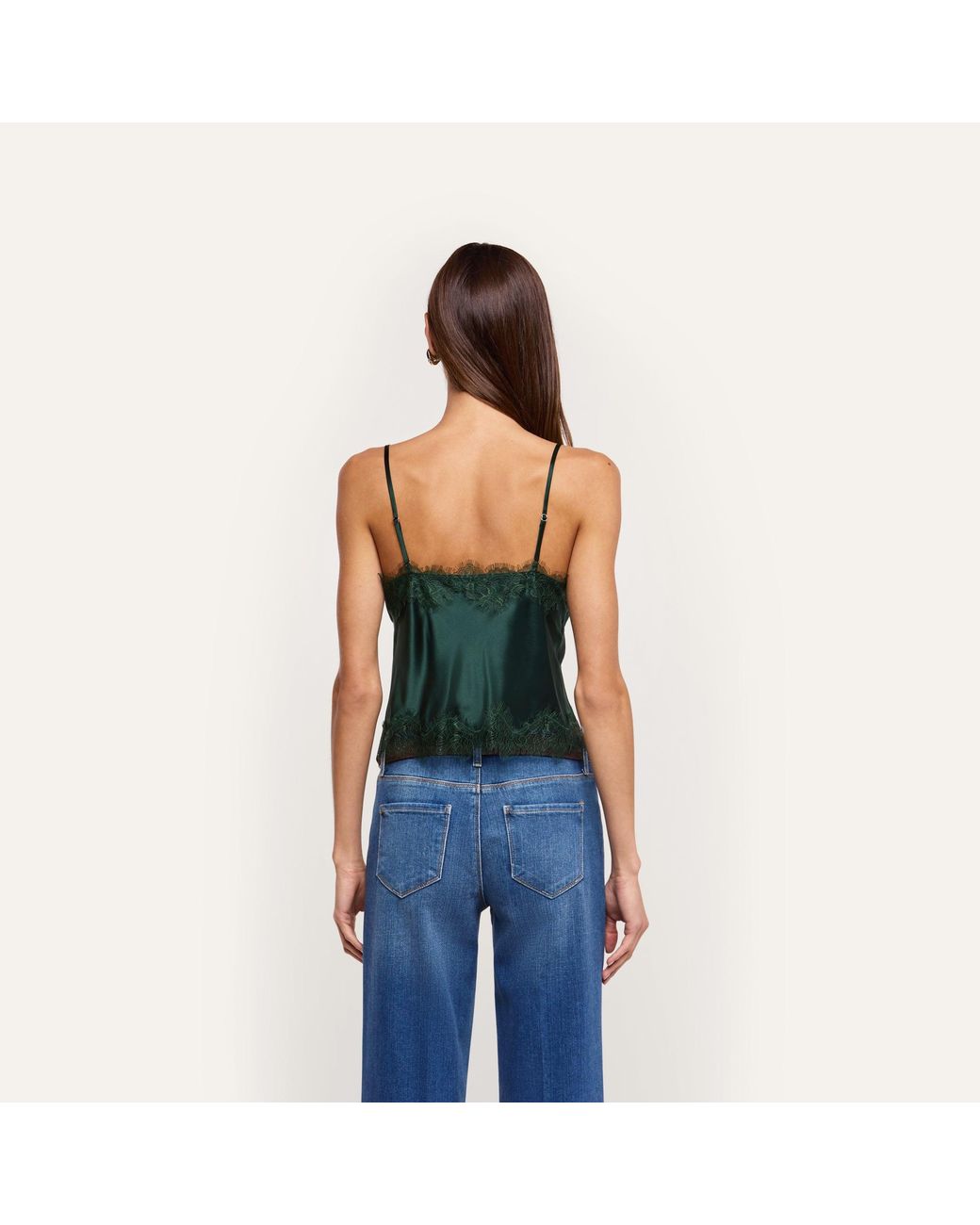 L'Agence Green Kimber Silk Lace Camisole