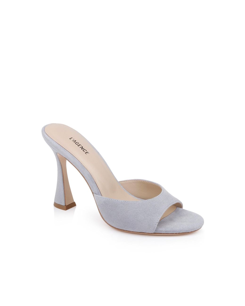 L'Agence White Avery Suede Open-Toe Mule