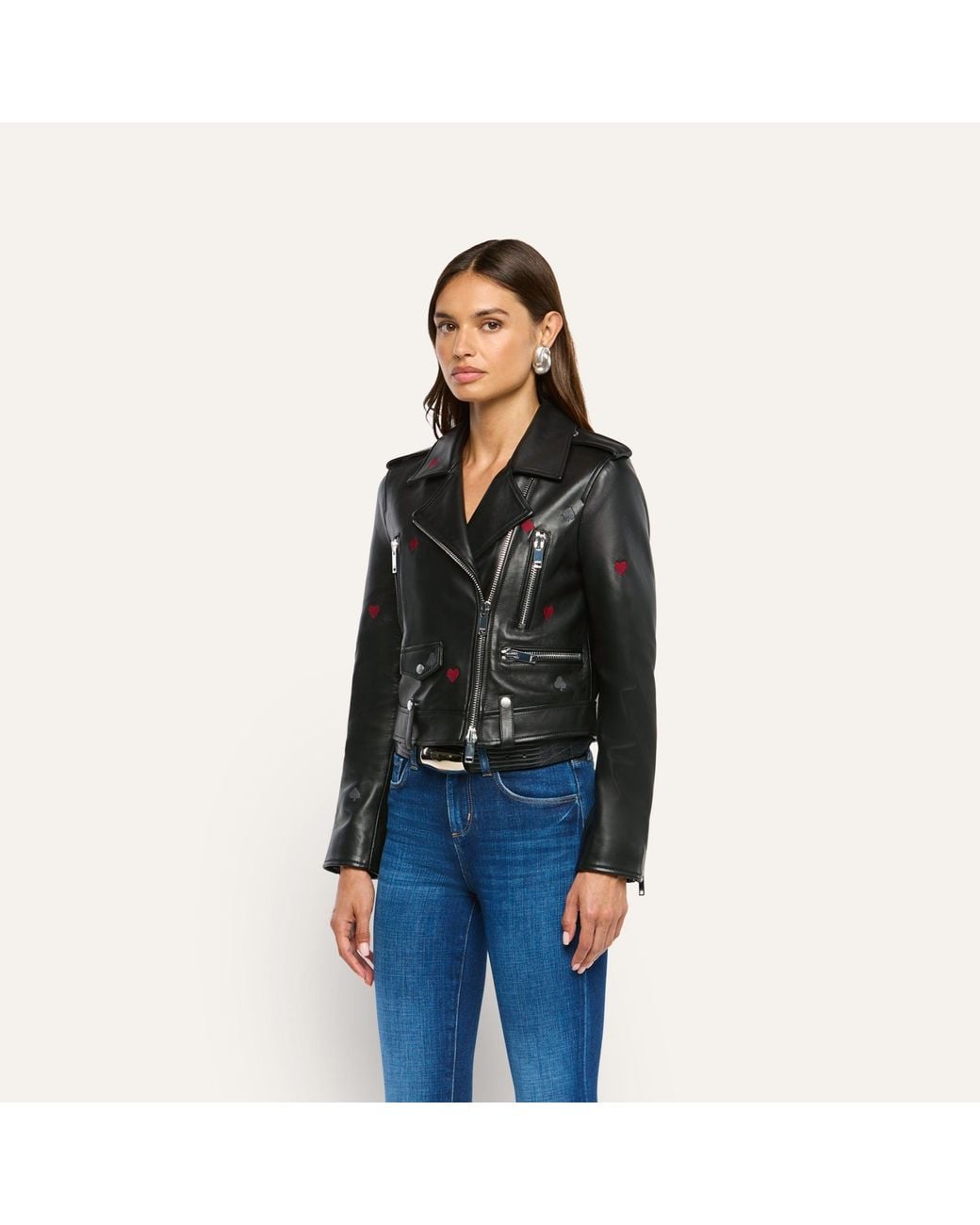 L'Agence Black 'Agence Blakely Embroidered Leather Jacket