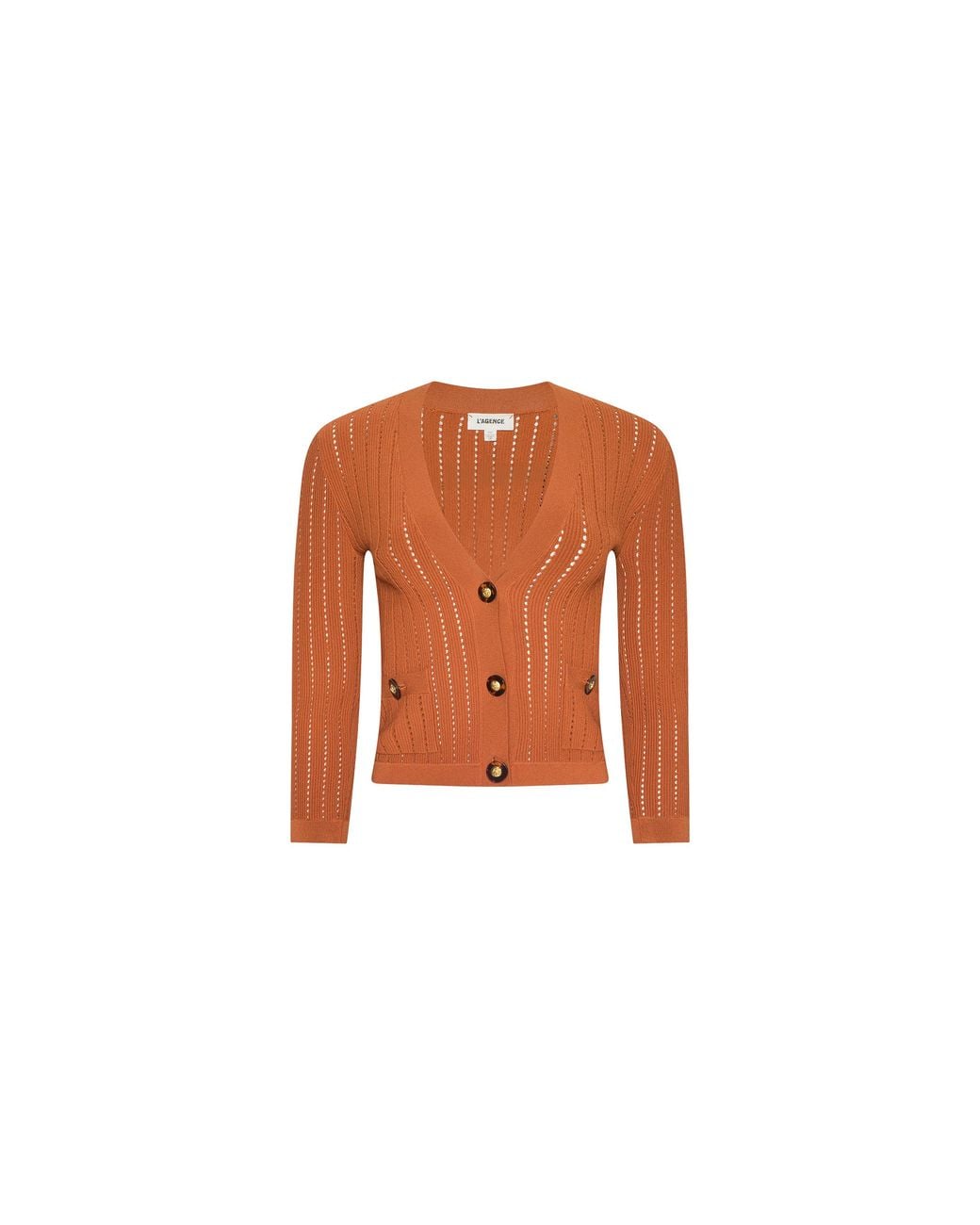 L'Agence Orange Irvin Pointelle Knit Cardigan