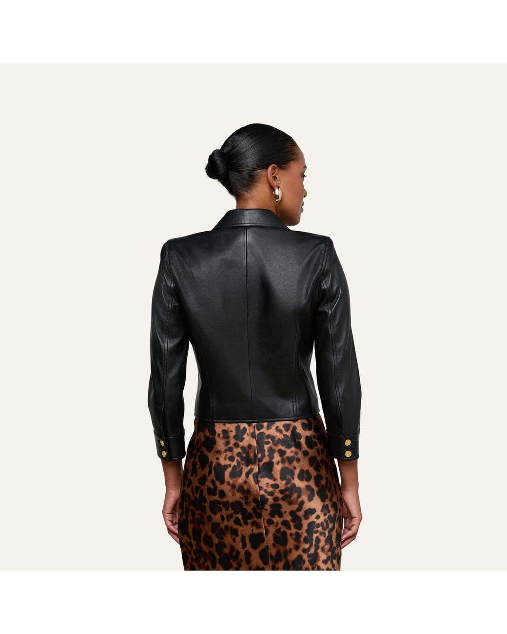 L'Agence Multicolor Kumi Cropped Leather Jacket