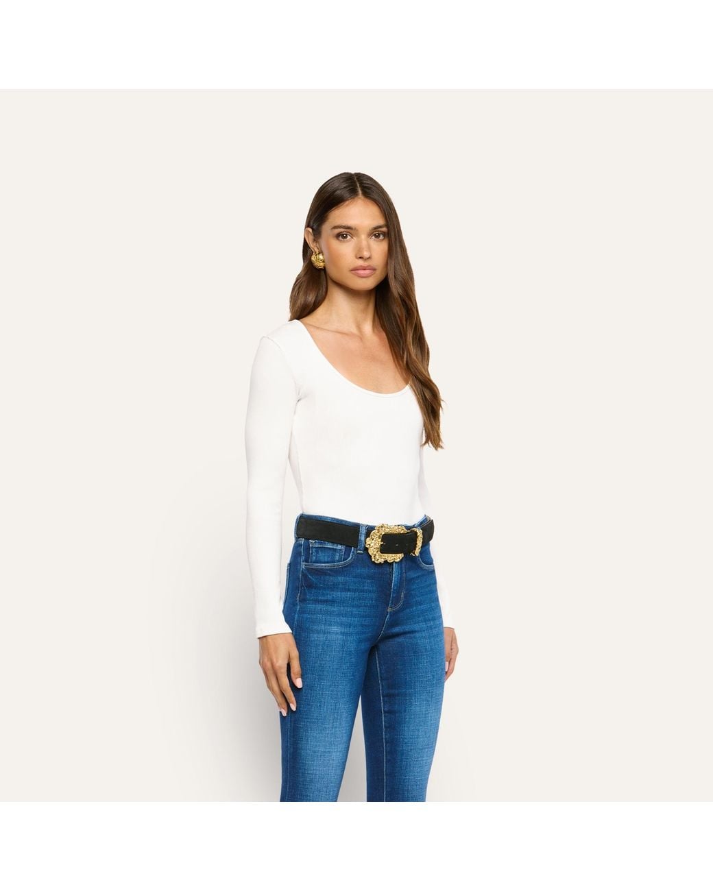 L'Agence White Elara Scoopneck Bodysuit