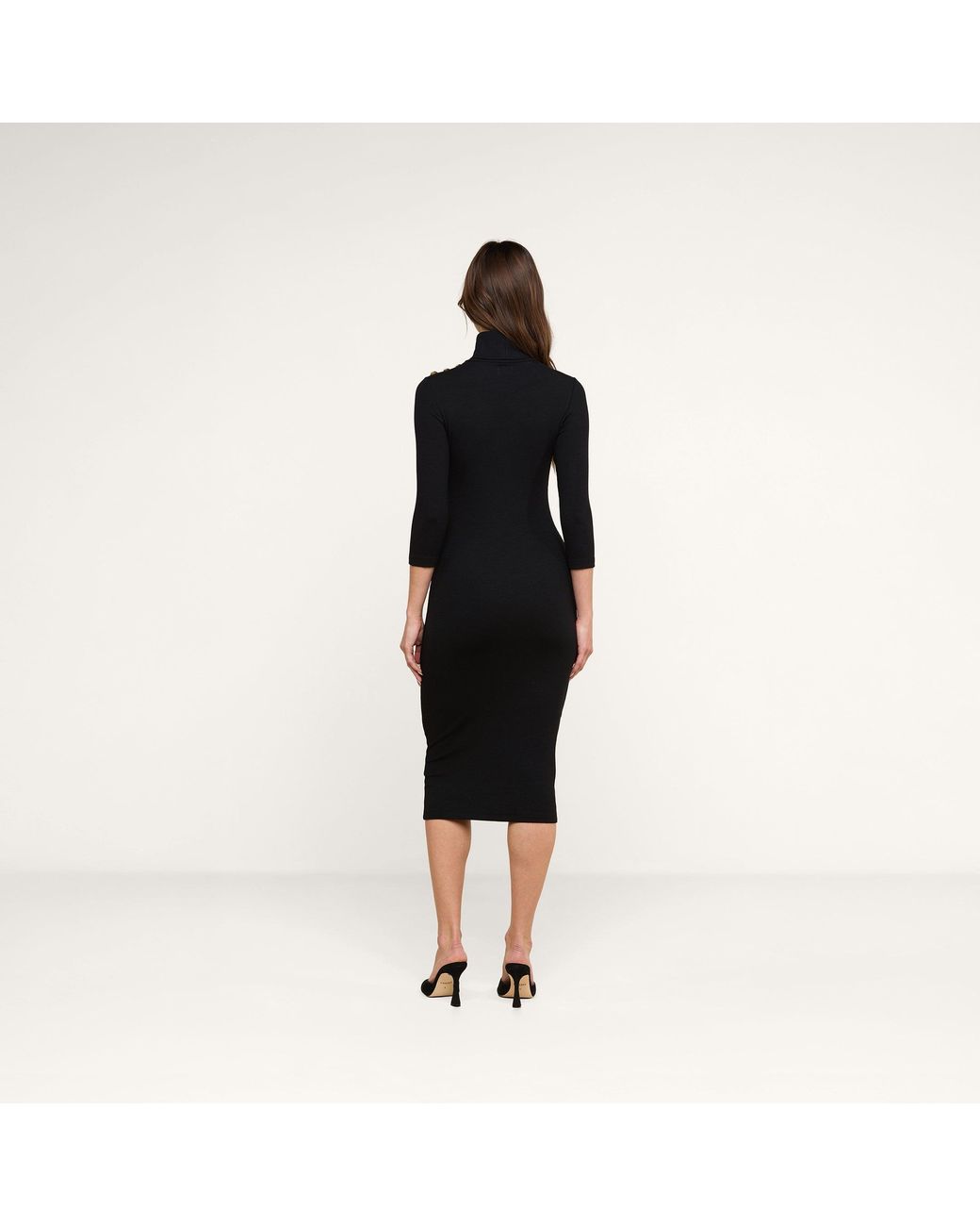 L'Agence Black Voletta Turtleneck Knit Dress