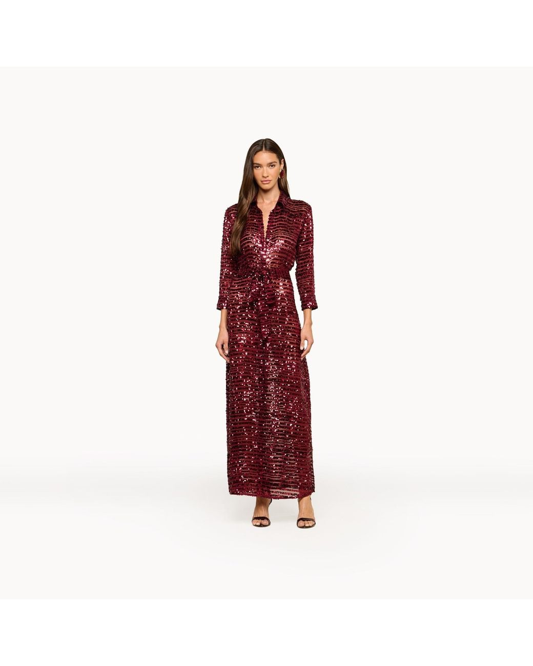 L'Agence Red Cameron Sequin Shirt Dress